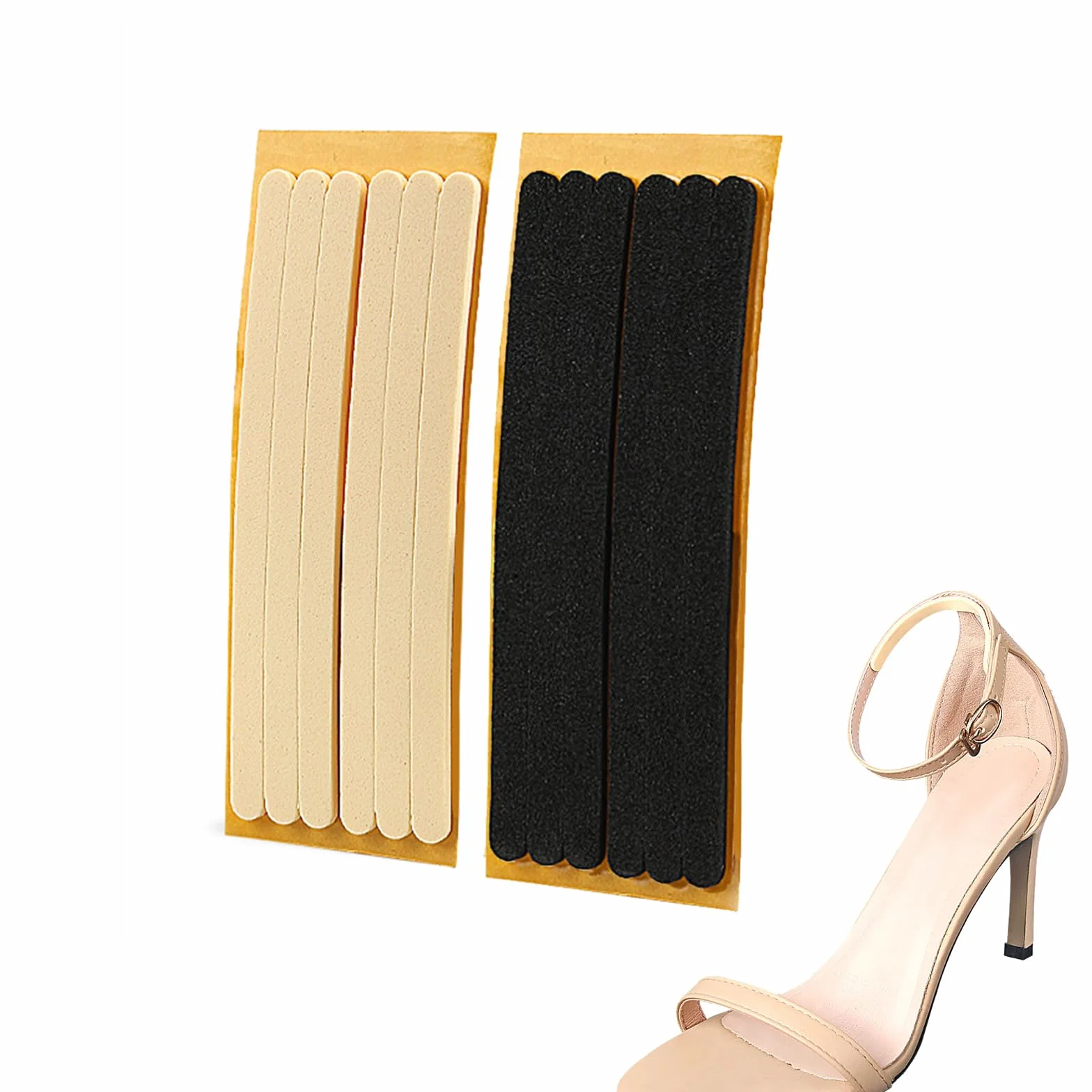 Correas acolchadas para mujer con agarre antideslizante para talón, adhesivas para zapatos, finas para tacones altos, negro