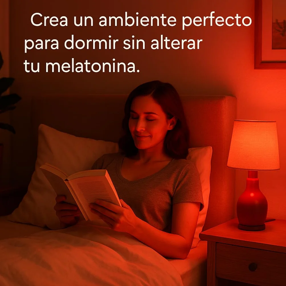 Bombilla Luz Roja Nocturna Melatonina E27 E14 Pack 2 Sin Luz Azul ni Flicker