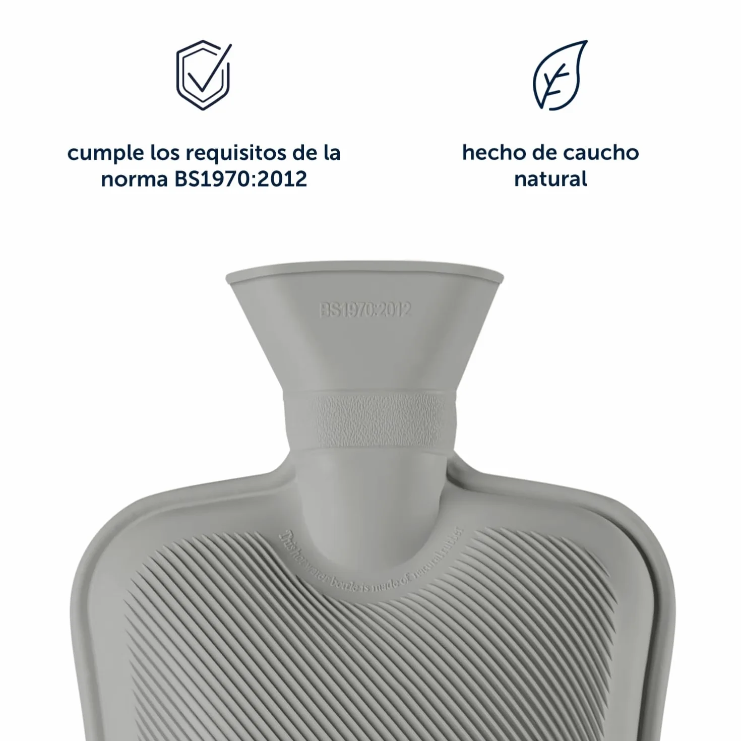Blumtal Bolsa de agua caliente 1,5 l caucho natural con funda de piel sintética