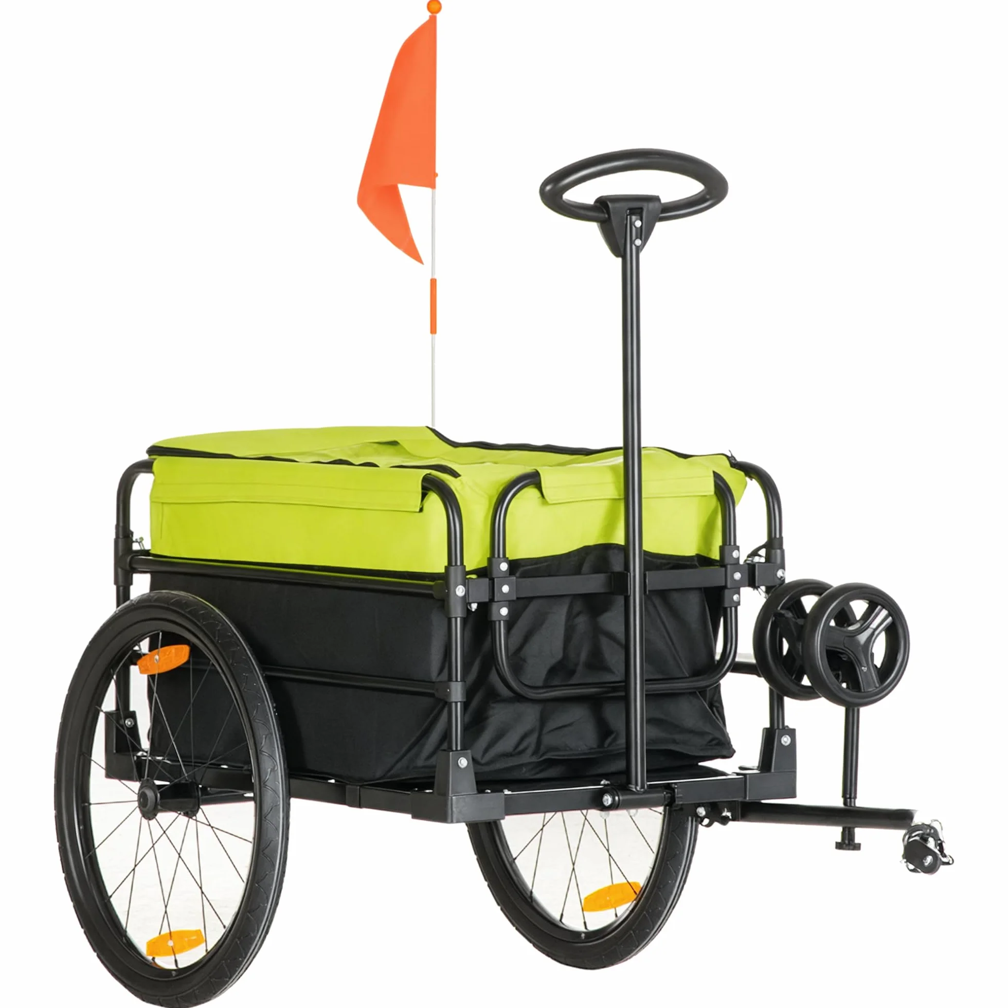 HOMCOM 2 en 1 Remolque de carga para bicicleta con neumáticos de 20 pulgadas, capacidad de carga de 40 kg, acero Oxford, 130 x 64 x 64/103 cm