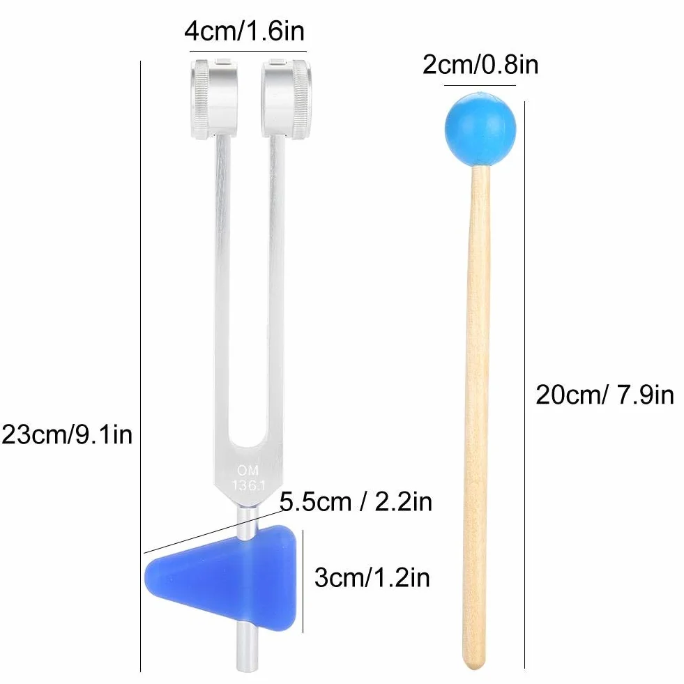 Diapasón de aleación de Aluminio 136.1Hz 9.1 x 1.6 Pulgadas Kit de Baja Frecuencia con Mazo