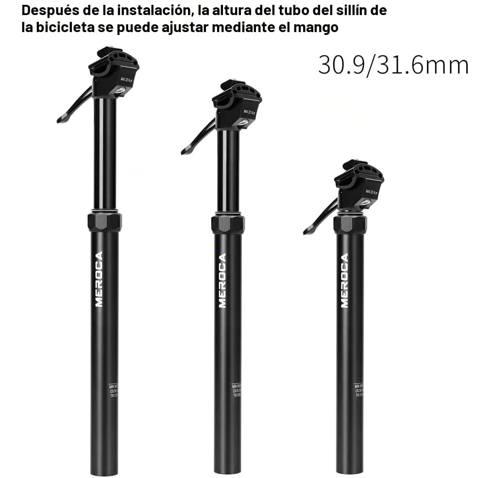 Tija de sillín telescópica para Bicicleta, Tubo de sillín de Bicicleta de Altura Ajustable de 30,9/31,6mm, tija de sillín hidráulica de aleación de Aluminio, Accesorio para Ciclismo