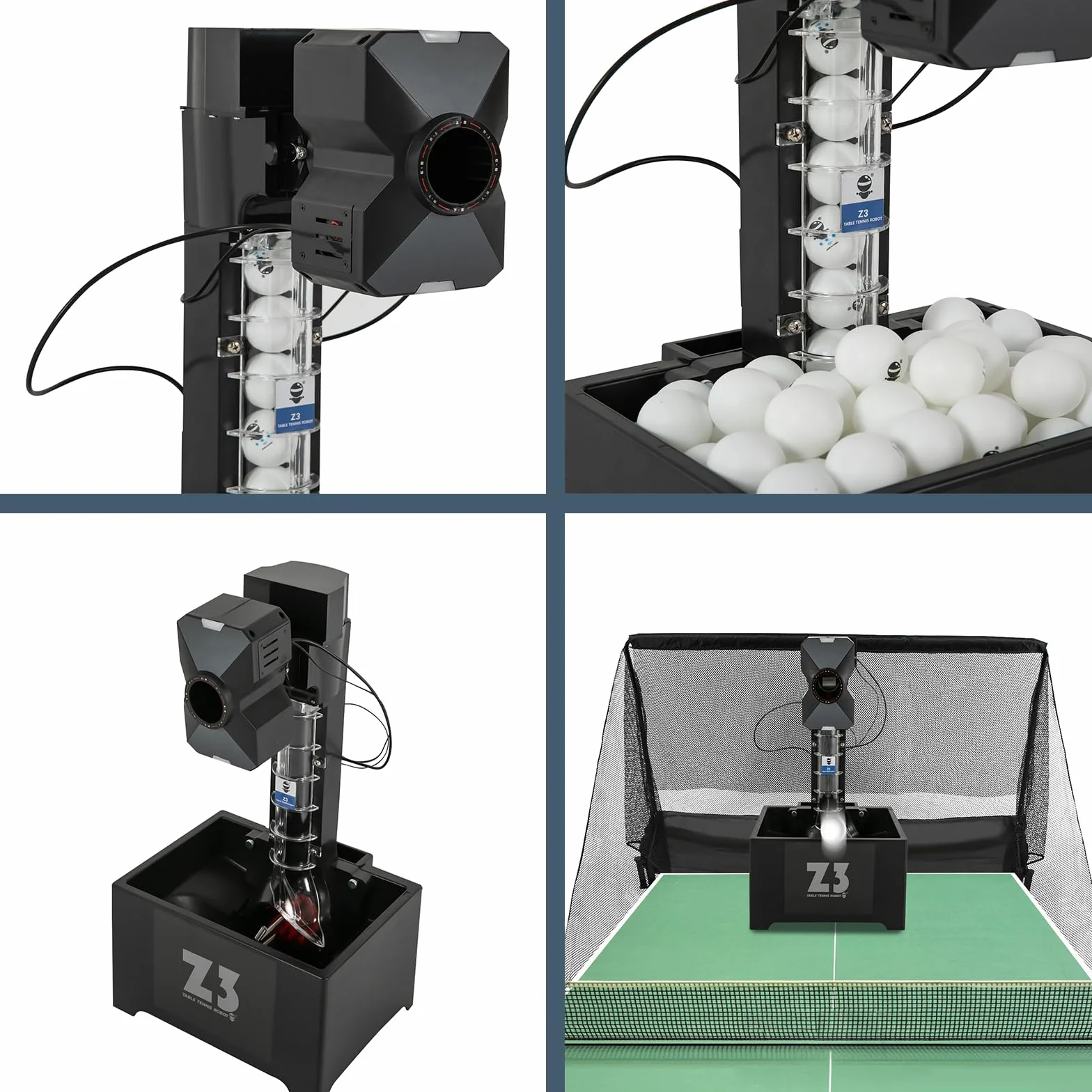 OUKANING Máquina automática de ping pong con mando a distancia, 100 bolas y red, robot de ping pong ball lanzador 35-90 bolas/min, 10 modos y sistema de doble rueda, ping pong ball máquina