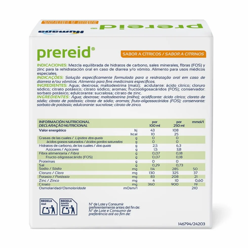 Prereid solución de rehidratación oral para niños y adultos 3 pouches 250ml