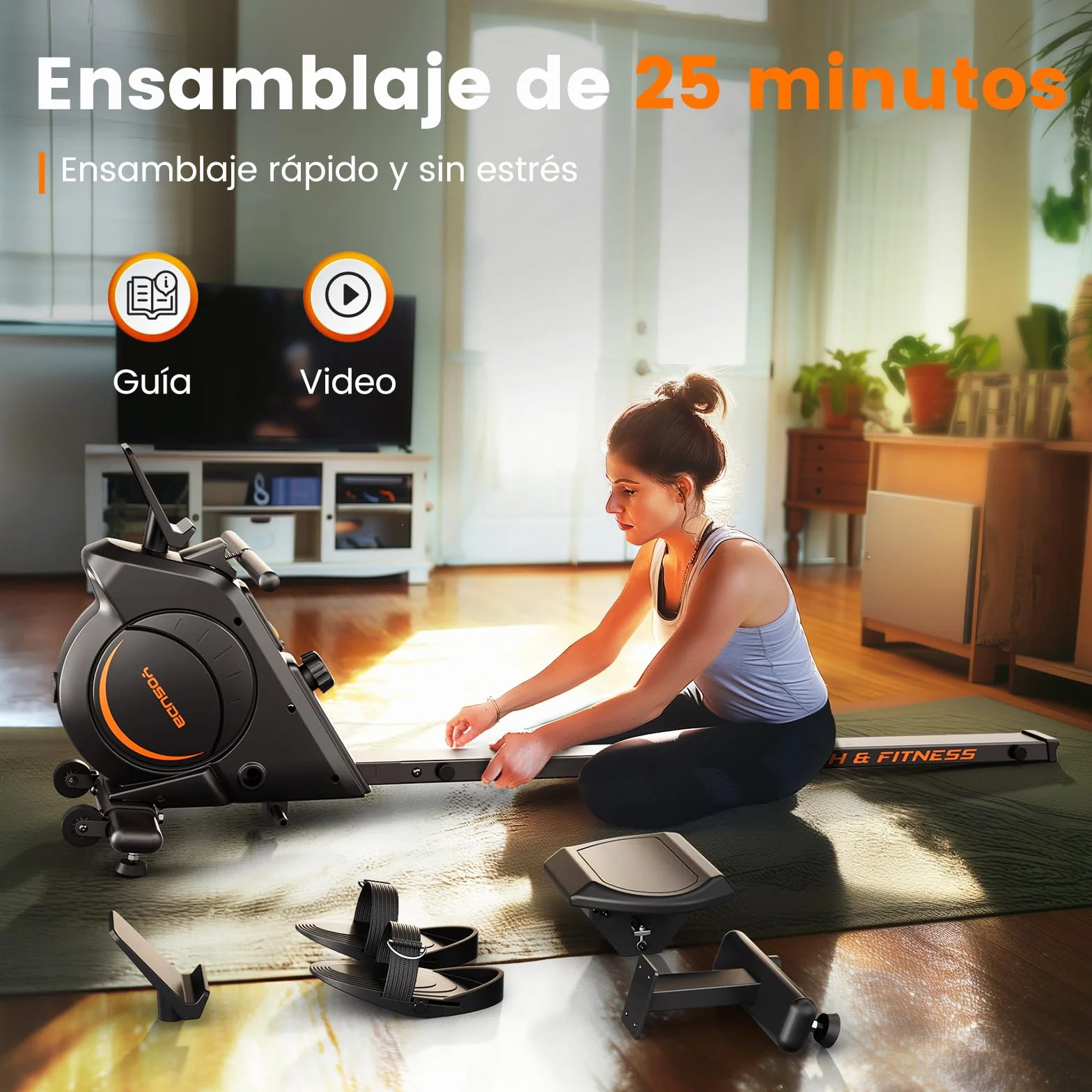 YOSUDA Máquinas de Remo para Gimnasio en casa, máquina de Remo magnética con 16 Niveles de Resistencia silenciosa y Capacidad de Peso de 159 kg, máquina de Remo para Uso doméstico con Monitor LCD