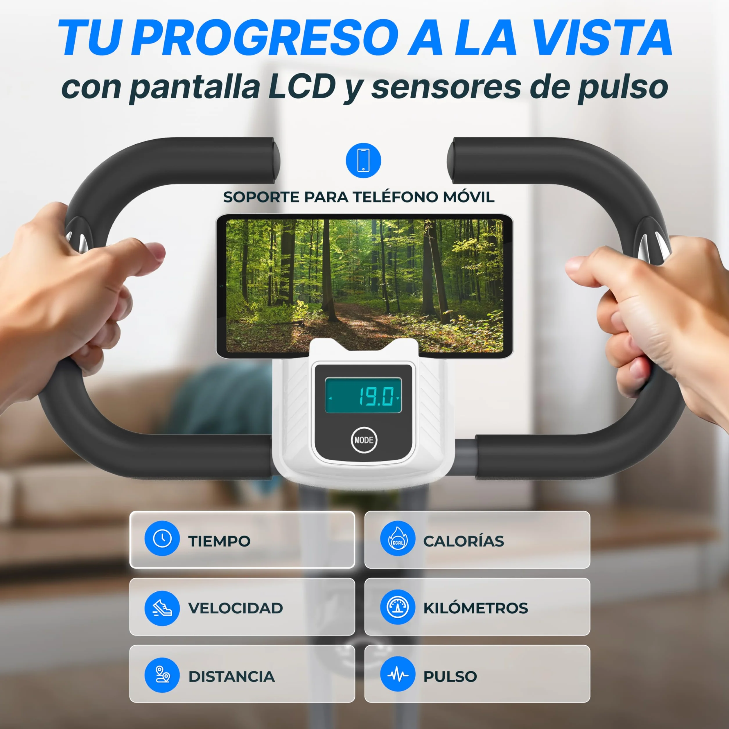Ultrasport F-Bike Bicicleta Estática Plegable hasta 130 KG, Extra Silencioso con Sillín de Confort Ajustable - Bici Estática Plegable Indoor, Bicicletas Estáticas
