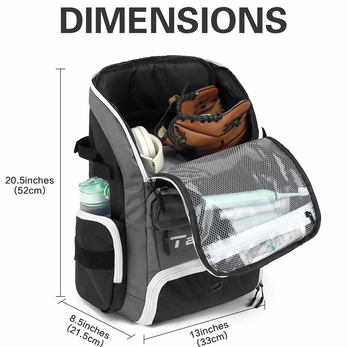 Bolsa de béisbol mochila de bate para equipo y sóftbol soporte para bates y guantes compartimento grande