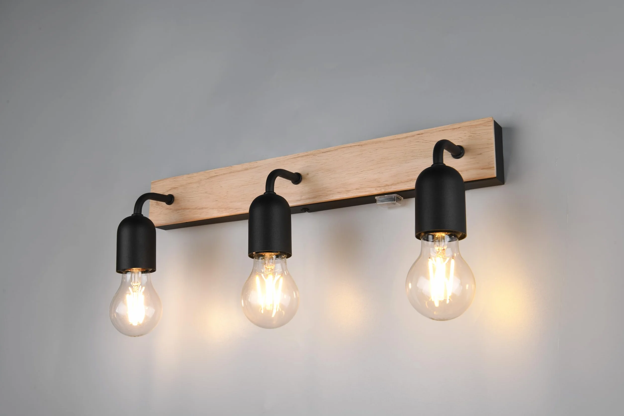 Trio Leuchten Aplique de baño ARTURO 284470332 metal negro mate madera natural E27