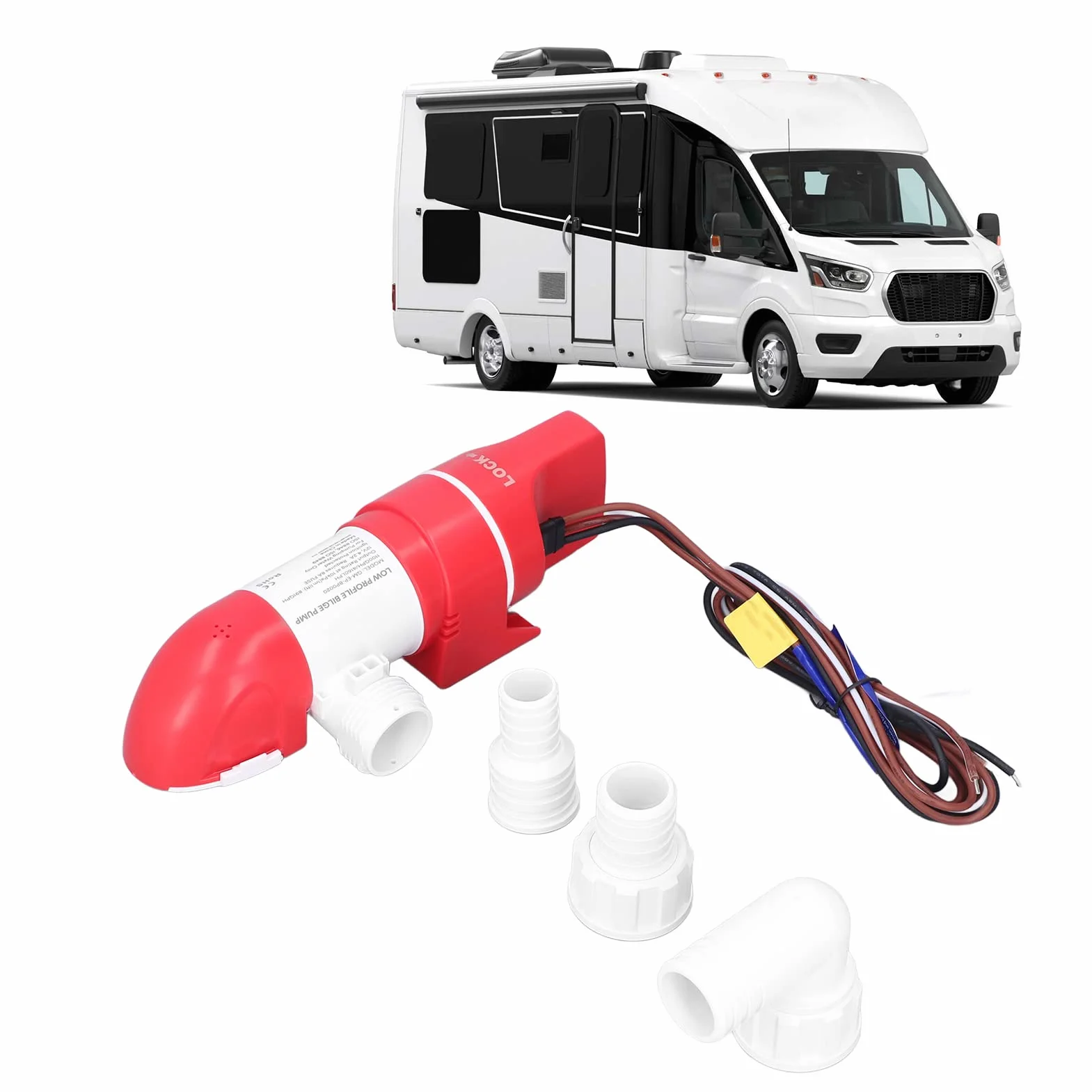 Bomba de Achique Automática 12v Bomba de Achique de bajo Perfil 1100GPH / 4160LPH Eléctrica Automática de Acero Inoxidable DC12V Rotación de 360 ​​° para Barcos