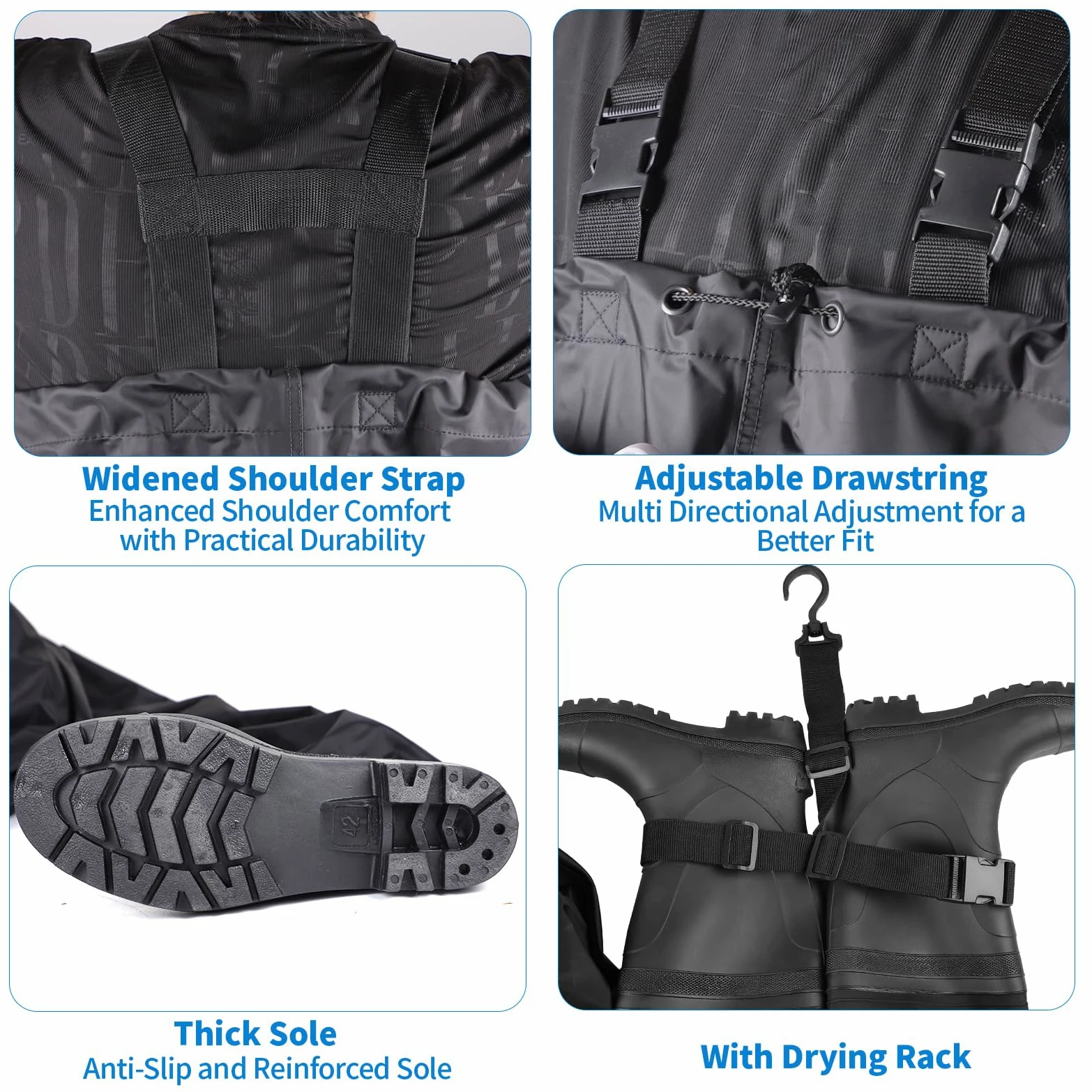 SWAWIS Vadeadores de Pesca para Hombres Impermeables Transpirables Mujeres Caza Vadeadores Transpirables e Impermeables, Ideales para Obras de Construcción, Pesca y Granjas 42-46W