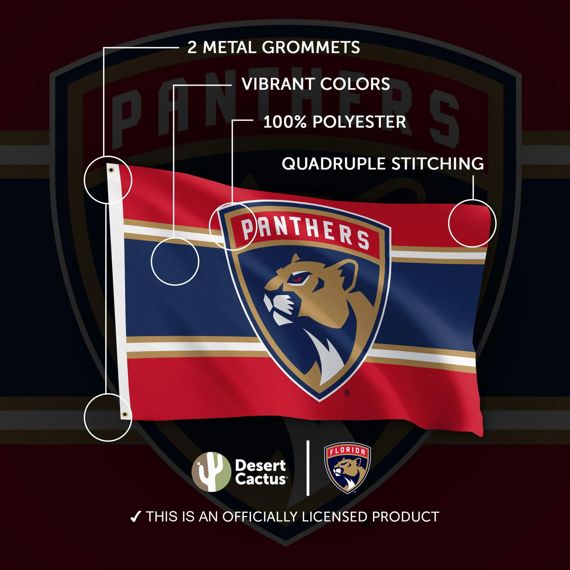 Bandera de Florida Panthers NHL 100% poliéster para interiores y exteriores, 3 x 5 pies, banderas del equipo de la Liga Nacional de Hockey (bandera A)