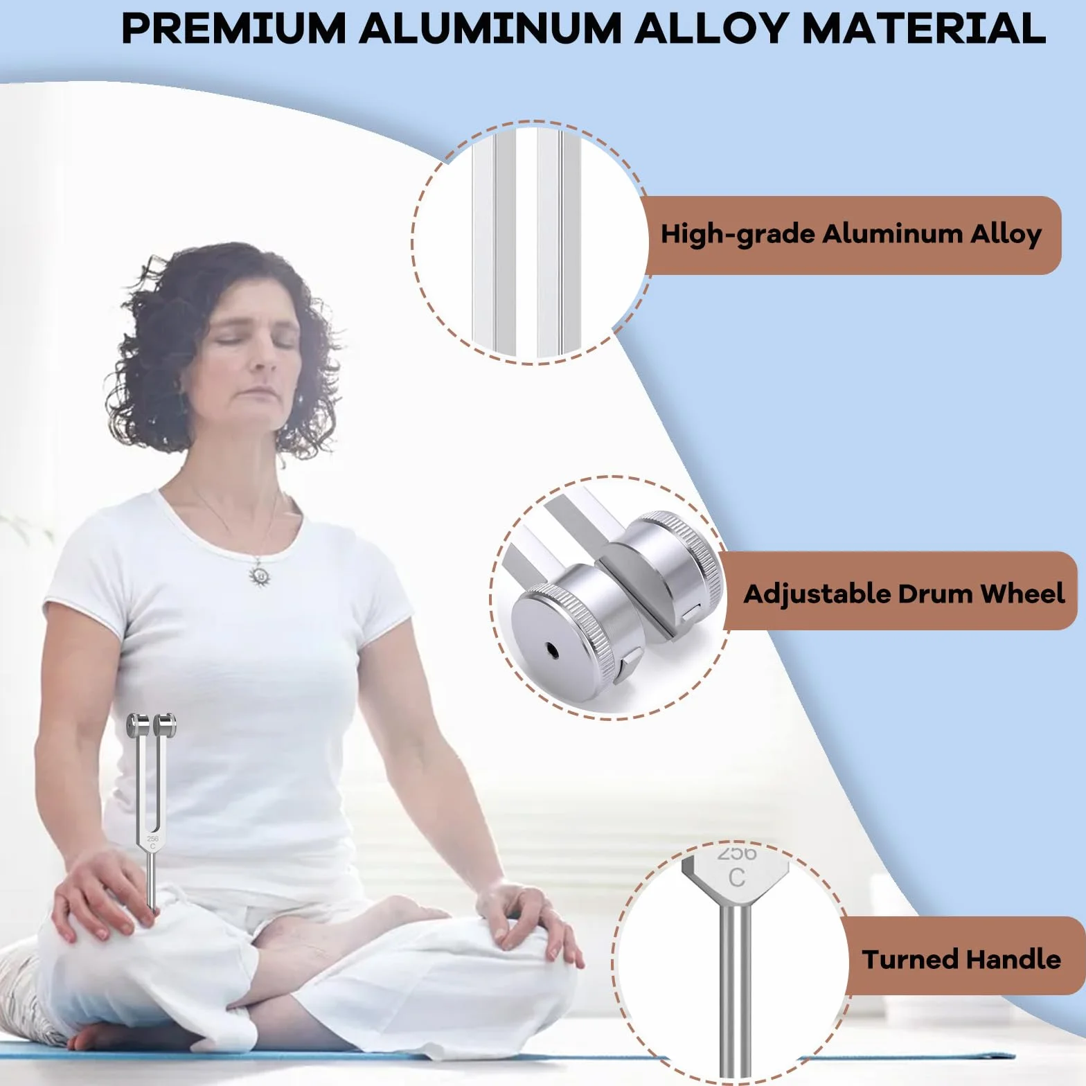 Diapasones Terapeuticos 4 Piezas 128 Hz 256 Hz 512 Hz 1024 Hz Set para Terapia de Sonido Yoga