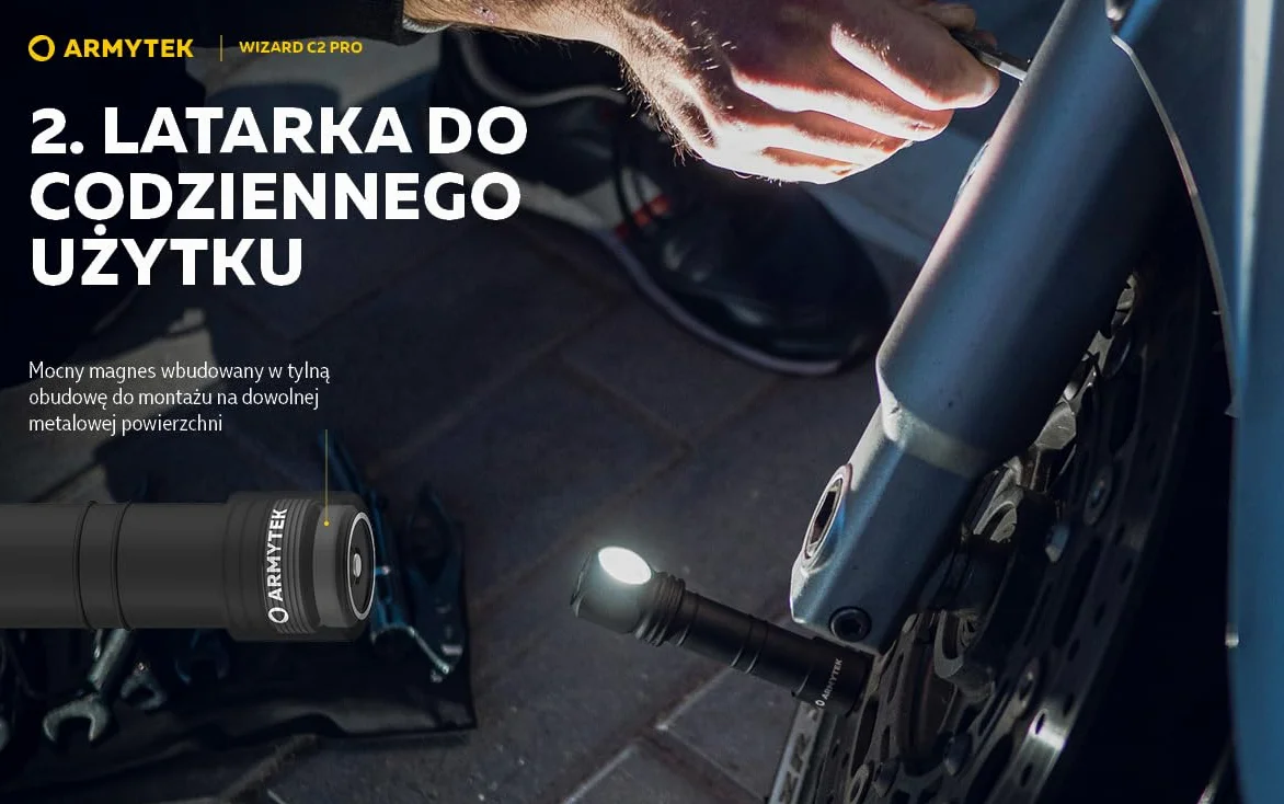 Linterna frontal LED Wizard C2 Pro DE v4 blanco frío Multifunción Recargable por USB + Batería 18650 Li-Ion