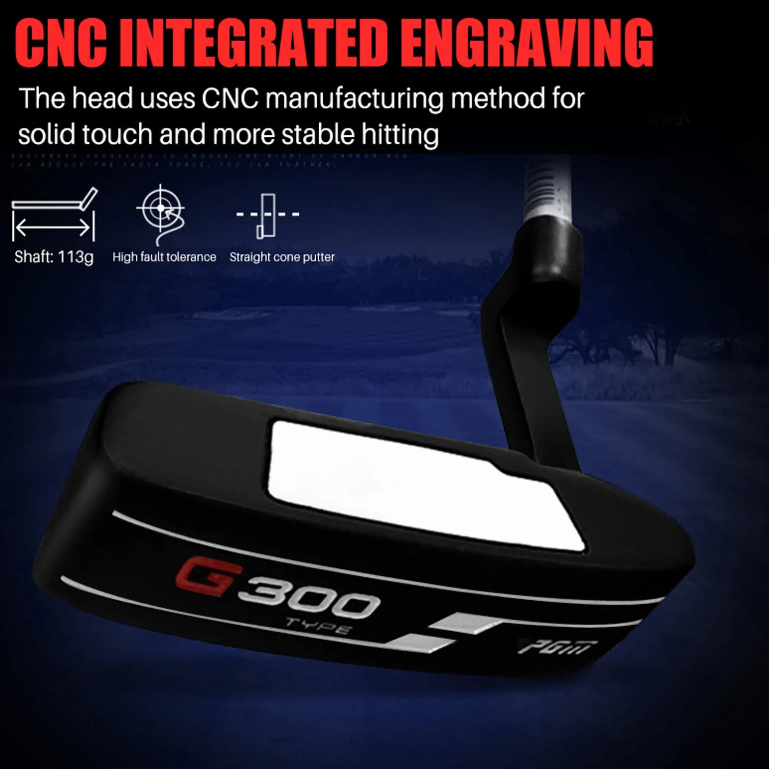 PGM Putter de Golf, Cabeza de Acero Inoxidable, Mango de PU Ultra Ligero