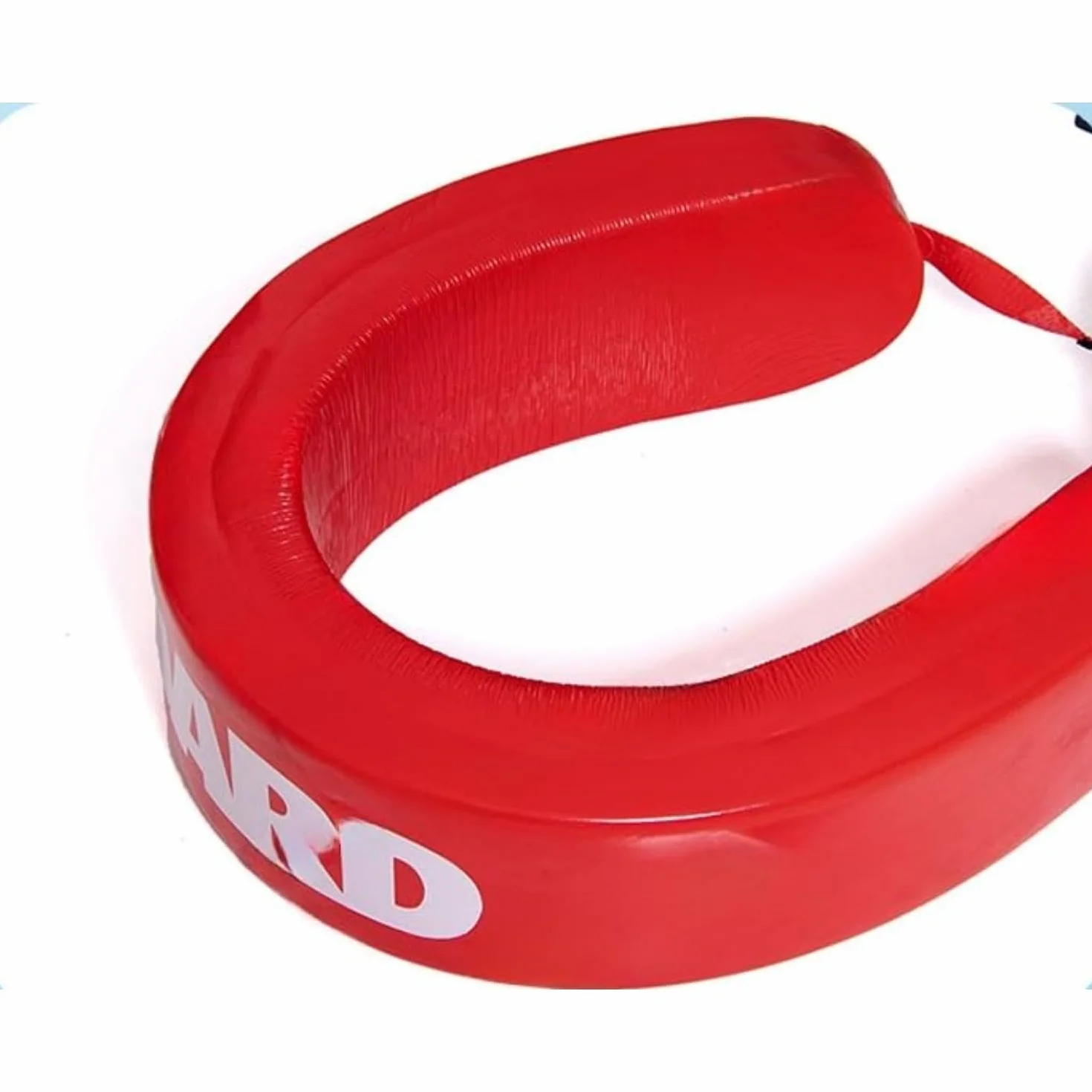 Tubo de rescate profesional de salvavidas, rojo con texto de protección blanco, flotador de seguridad de agua resistente para piscinas y rescate en la playa