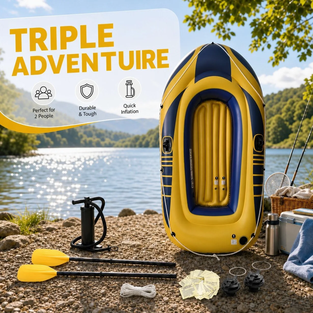 Hinchable Familiar, Inflable PVC para 3, con