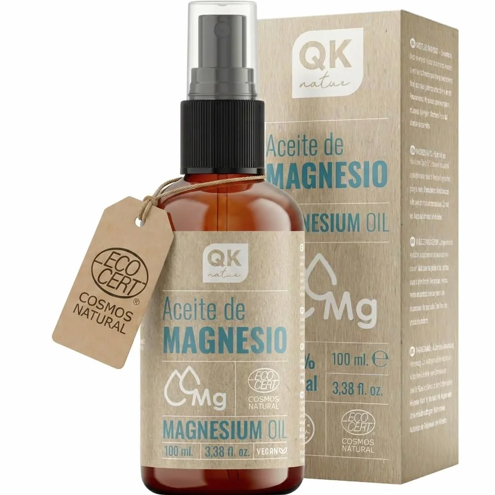 Aceite de magnesio Spray 100% Puro 100 ml Botella de vidrio con dosificador spray