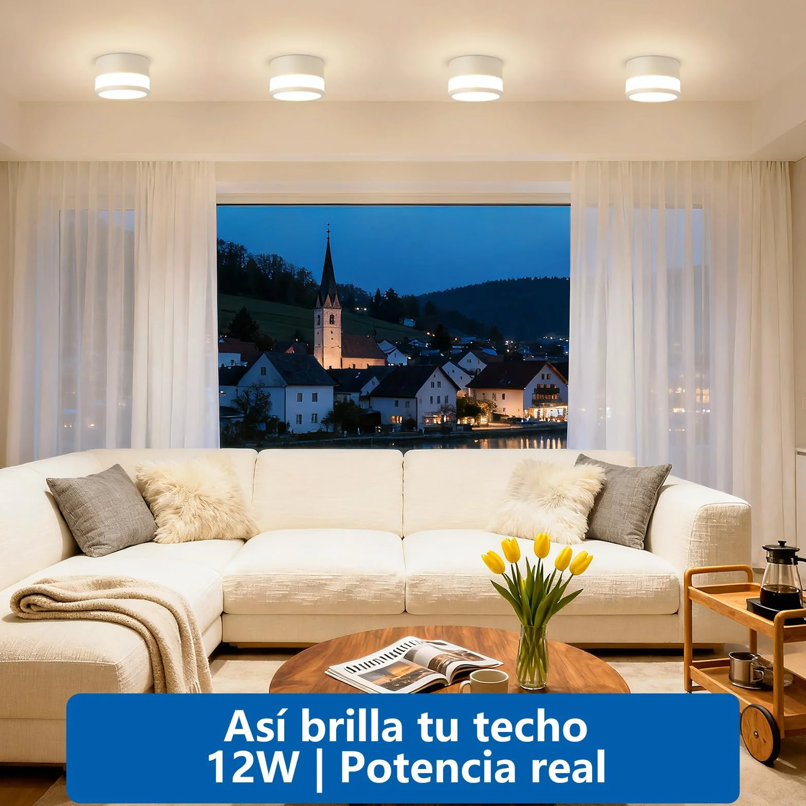 ZIZZLER Focos Blanco Superficie Aplique Techo LED Cilíndrico IP44 12W 10cm