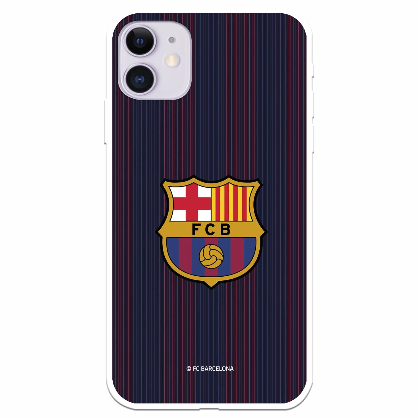 Funda para iPhone 11 del FC Barcelona Rayas Blaugrana para Proteger tu móvil. Carcasa para iPhone de Silicona Flexible con Licencia Oficial de Licencia Oficial FC Barcelona