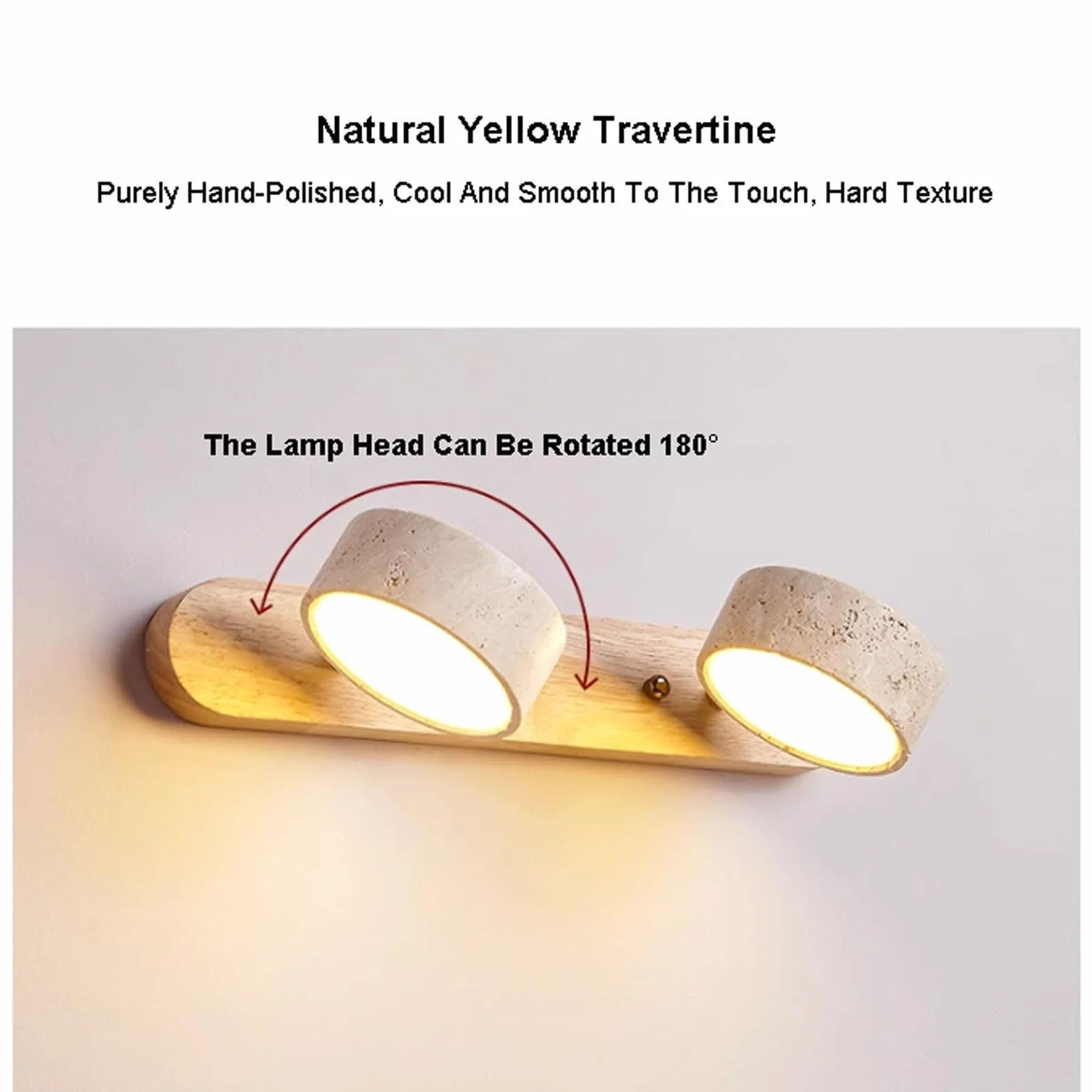 Lámpara de Pared Baño Travertino Madera Rústico 2-4 Luces Giratoria 180°