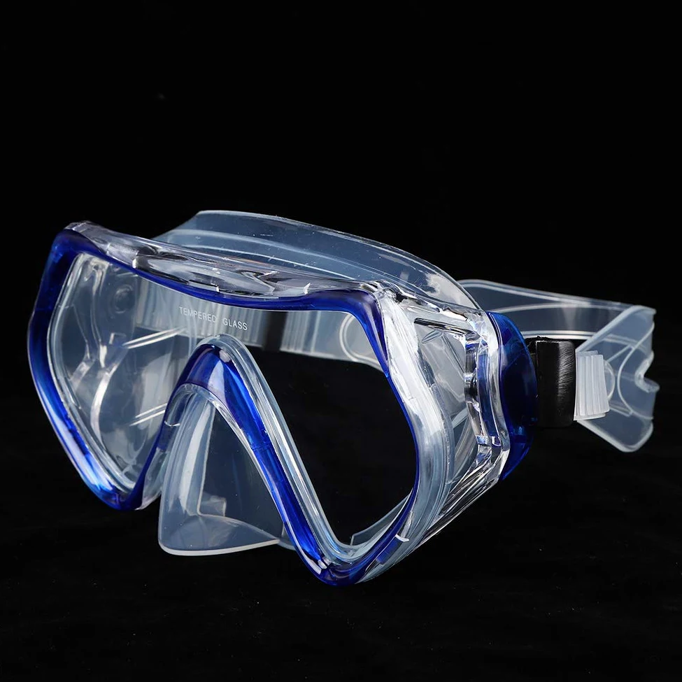 Máscara de Buceo con Marco Grande, Gafas de natación, Gafas antivaho para esnórquel, Tubo de respiración seco Impermeable para Nadar en o Negro