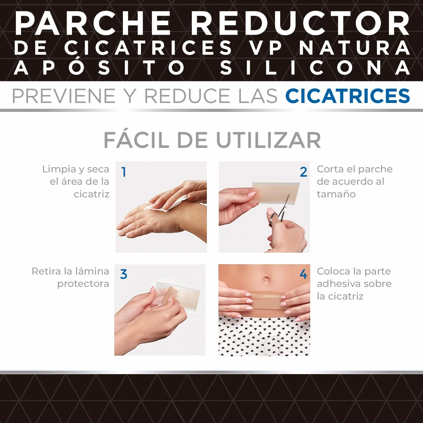 VP PHARMA Parches Cicatrizantes de Silicona 4x30 cm 5 unidades, Adhesión Duradera con Protección Solar