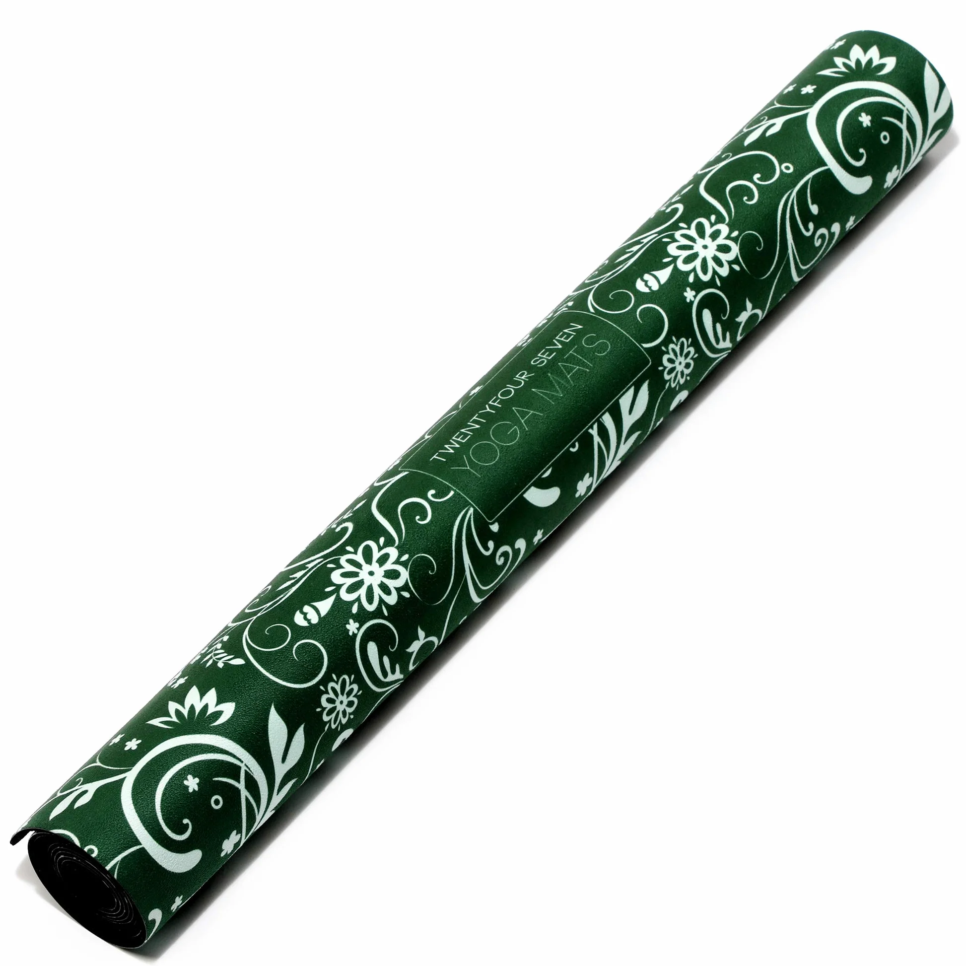247YOGAMATS Esterilla de Yoga caucho y microfibra OLIVE FLORAL / 183 x 68 cm, 4 mm/Antideslizante/Apta lavadora/Yoga principiantes y avanzado/Cinta de transporte incluida