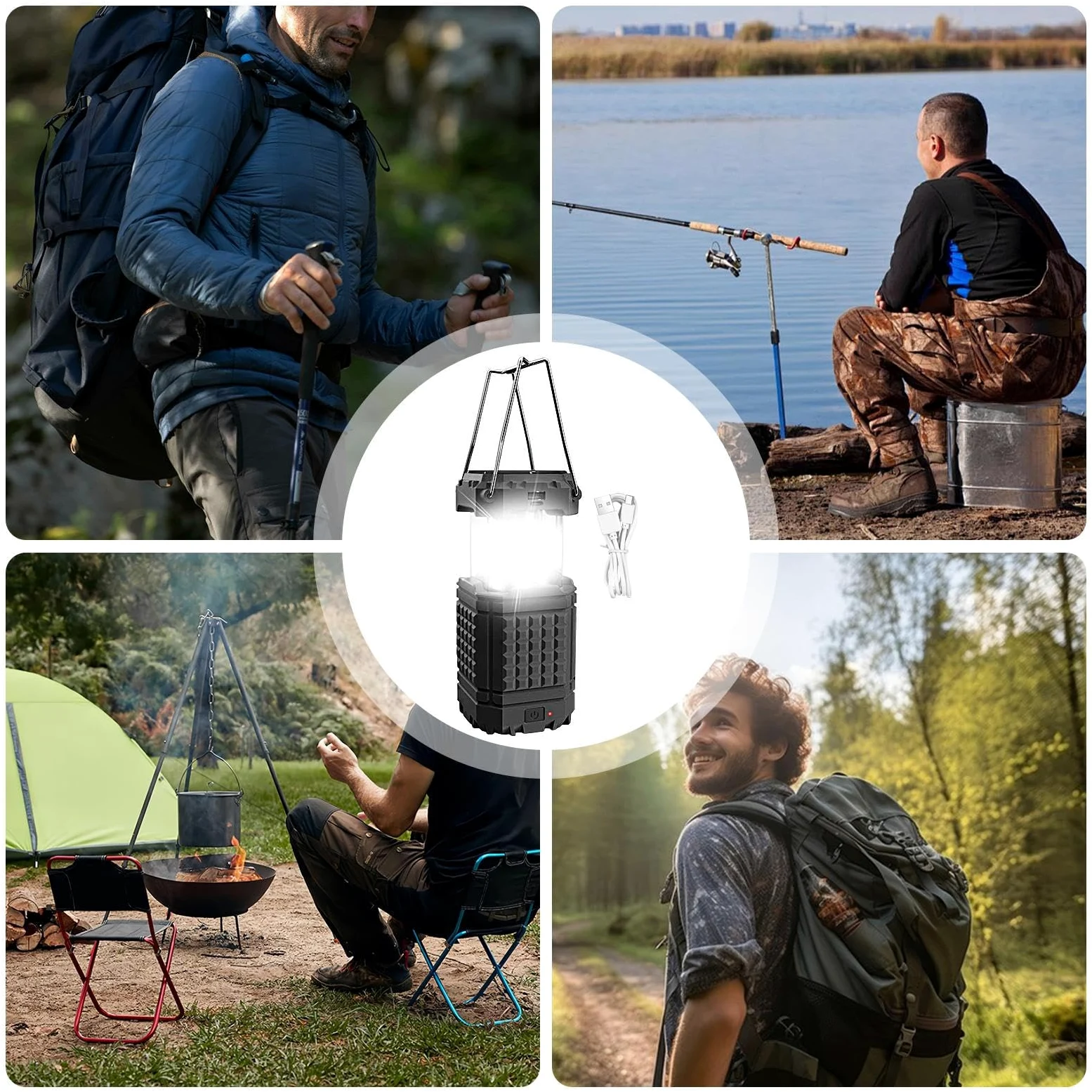 Linterna Solar de Camping Linterna de Camping Plegable y Impermeable | Lámpara LED USB Solar para Tienda de Campaña para Camping, Pesca, Senderismo, Playa, Reparaciones del Coche, Jardín, Patio