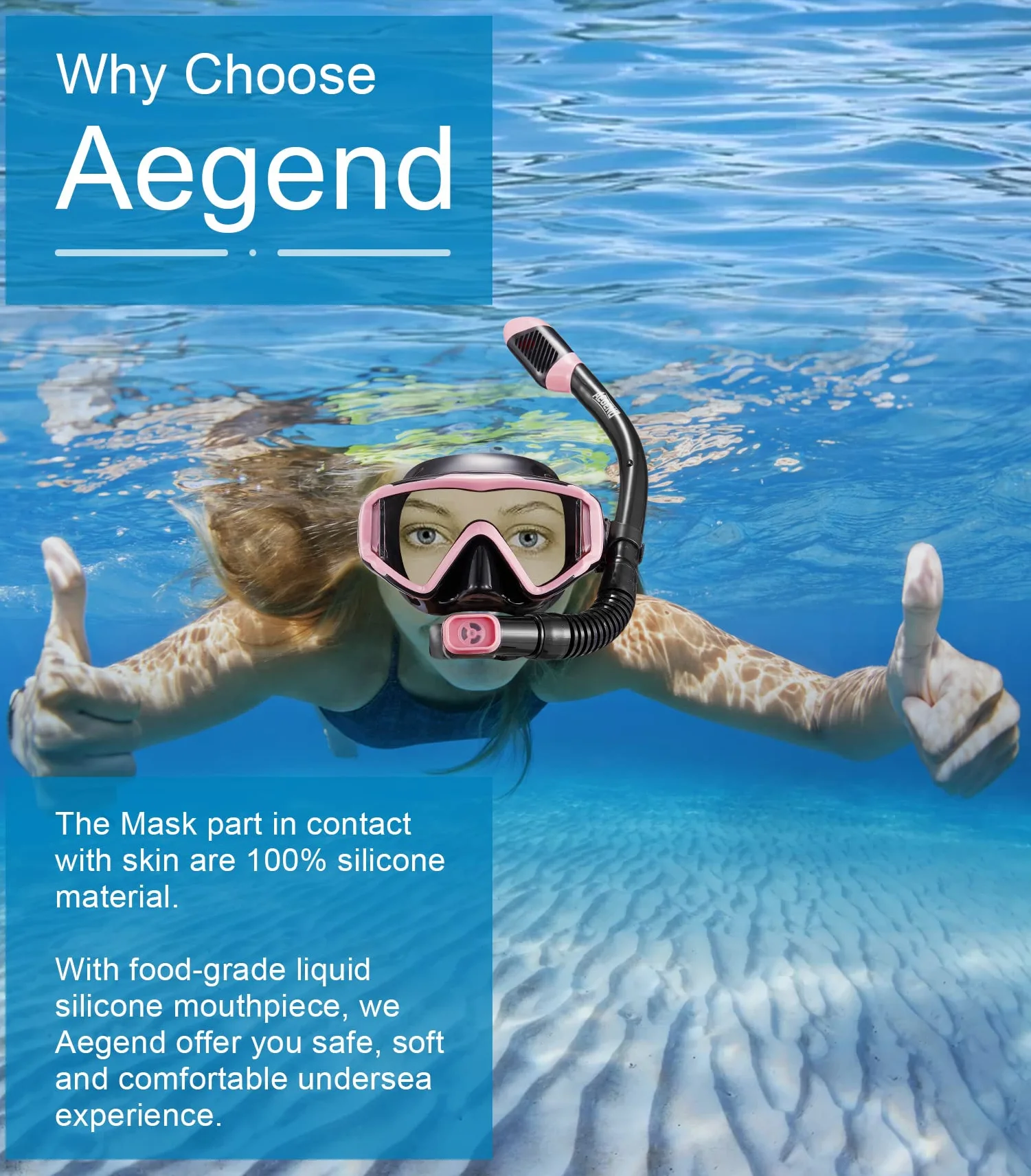 Aegend Paquete de 2 equipos de esnórquel para adultos, juego de esnórquel seco, vista panorámica, tecnología antifugas y antivaho, correa ajustable para esnórquel, buceo, natación, con bolsa de malla