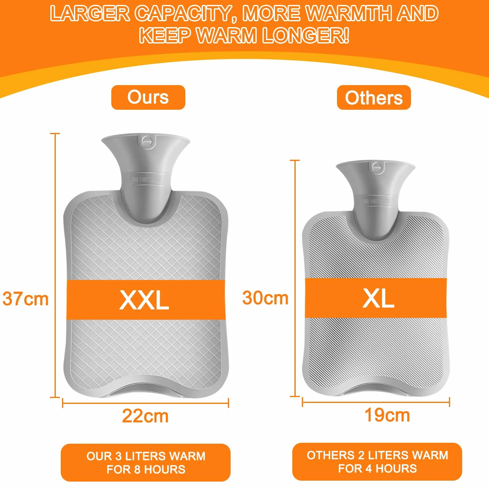 Bolsa de agua caliente 3 l XXL a prueba de fugas con funda de forro polar extraíble alivio del dolor
