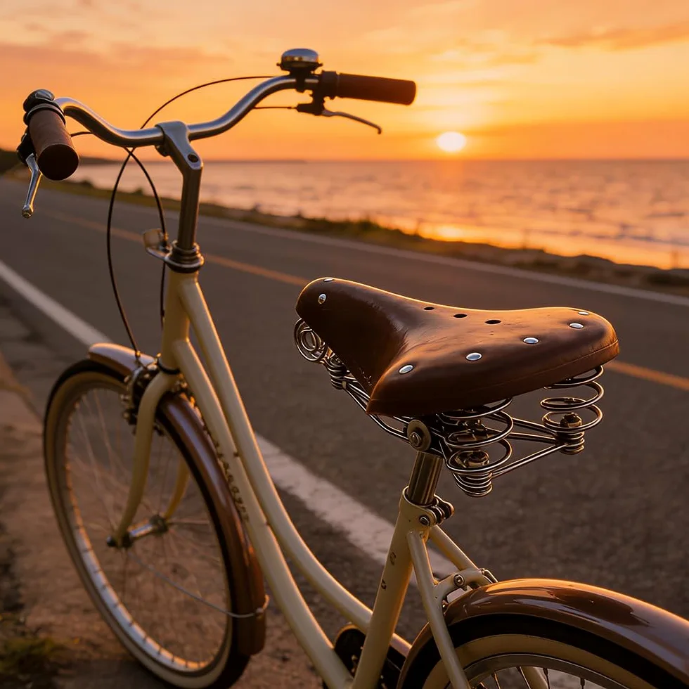 TentHome Sillín de Bicicleta Vintage de Cuero Sillín de Muelle Helicoidal para Hombres Mujeres, Café