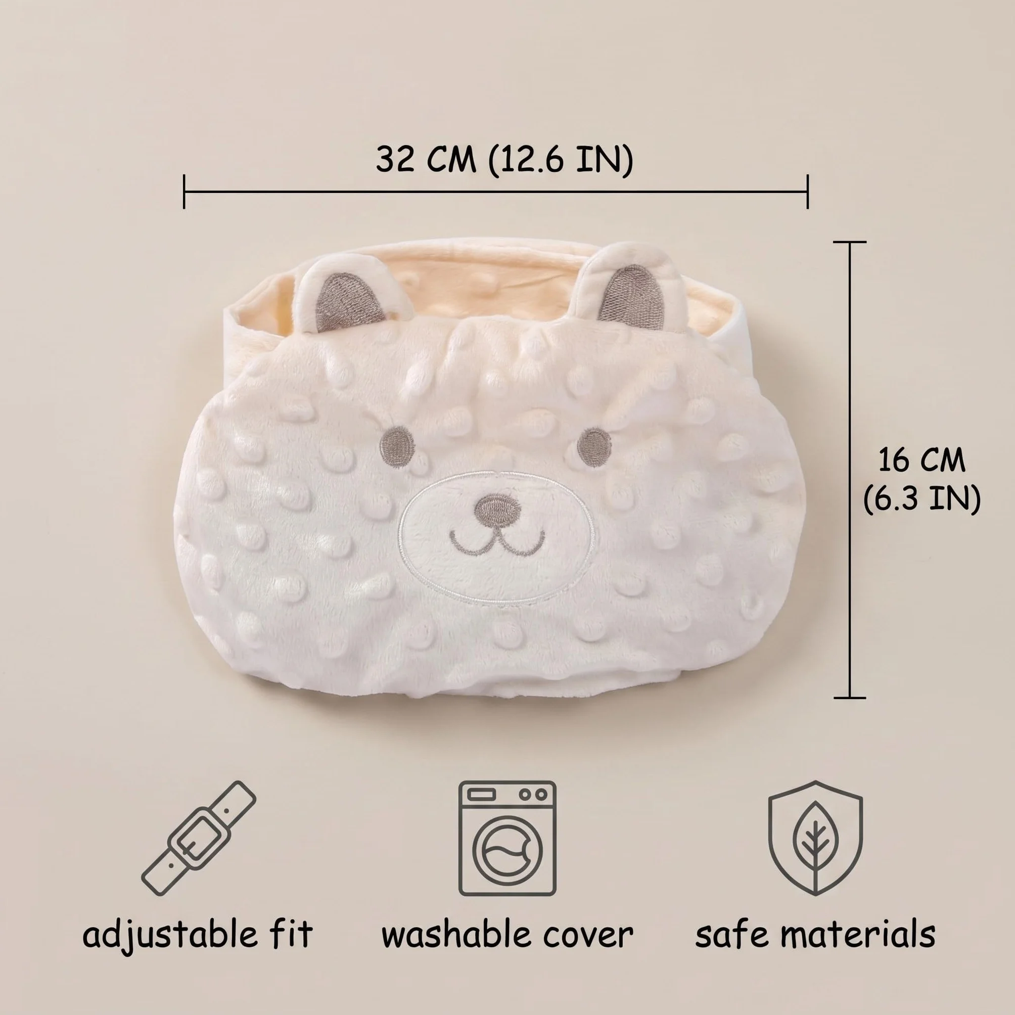 Cinturón de Calor Anticólicos para Bebé con Bolsa de Semillas, Ajustable, Beige