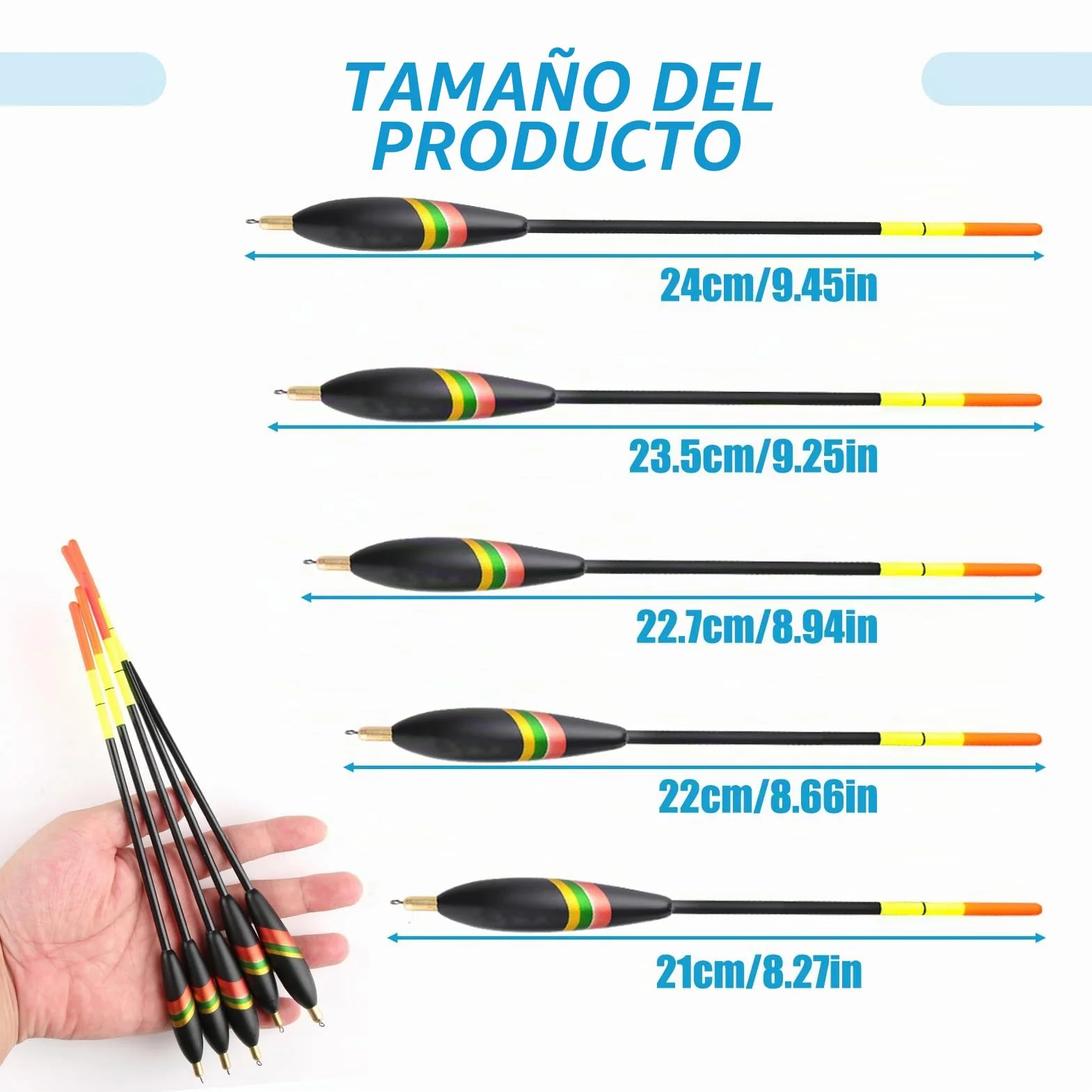 Set de 5 flotadores de Pesca Waggler 4g-8g con 2g pre-plomado - Ideal para lanzamientos amplios y precisos