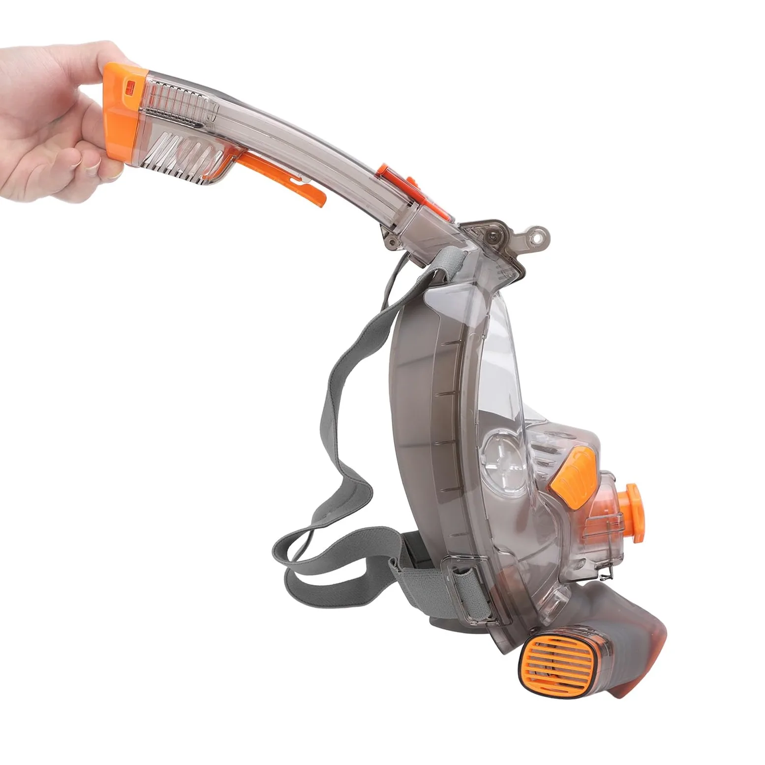 Cryfokt Gafas de Snorkel de Cara Completa Vista Panorámica de 180 Grados Anti Niebla Naranja Gris para Aventura de Snorkel