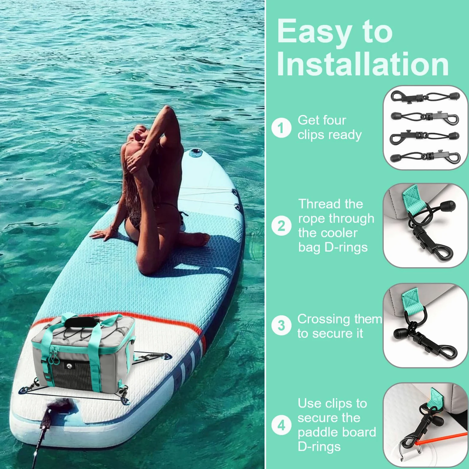 Enfriador de tabla de remo, bolsa de cubierta para tabla de remo con abridor de botellas desmontable, accesorios de tabla de remo, bolsa de refrigeración para playa, camping, kayak, viajes
