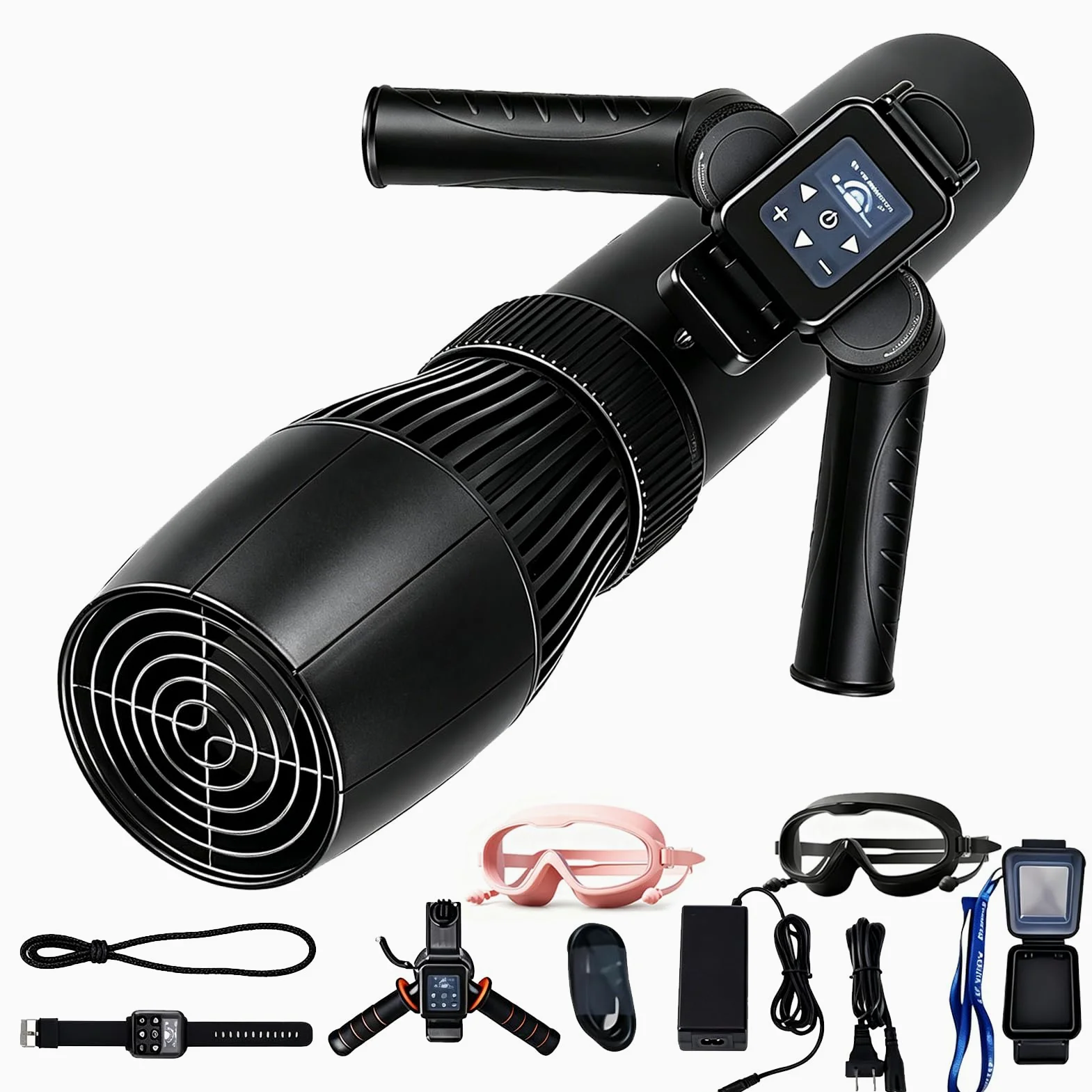 Scooter Submarino de 500/700 W, Sea Scooter con Propulsión Acuática, Batería de 10.000/16.000 mAh y Control de 9 Velocidades, hasta 30 m de Profundidad y 130 Min de Autonomía para Deportes Acuáticos