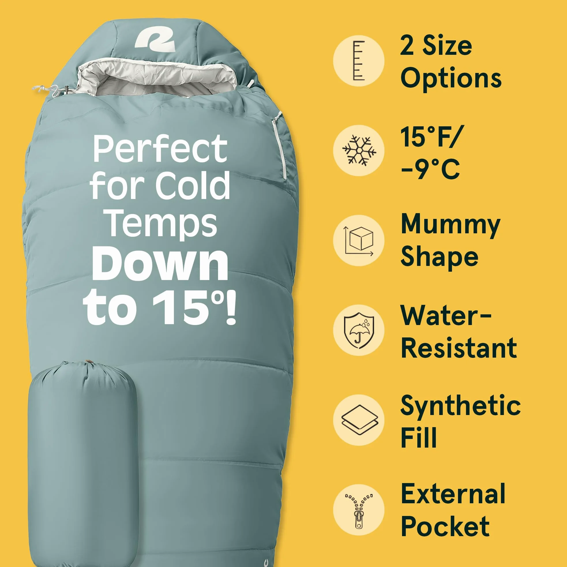 Retrospec Dream 15 Degree Mummy Sleeping Bag for Camping Saco de Dormir