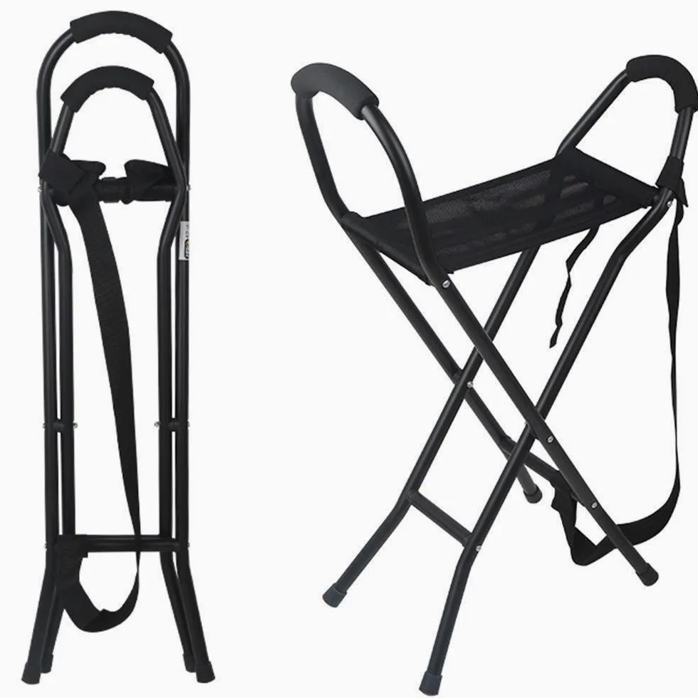 Silla plegable para ancianos, marco de aluminio antideslizante, ultraligera, portátil, taburete de descanso para uso en exteriores