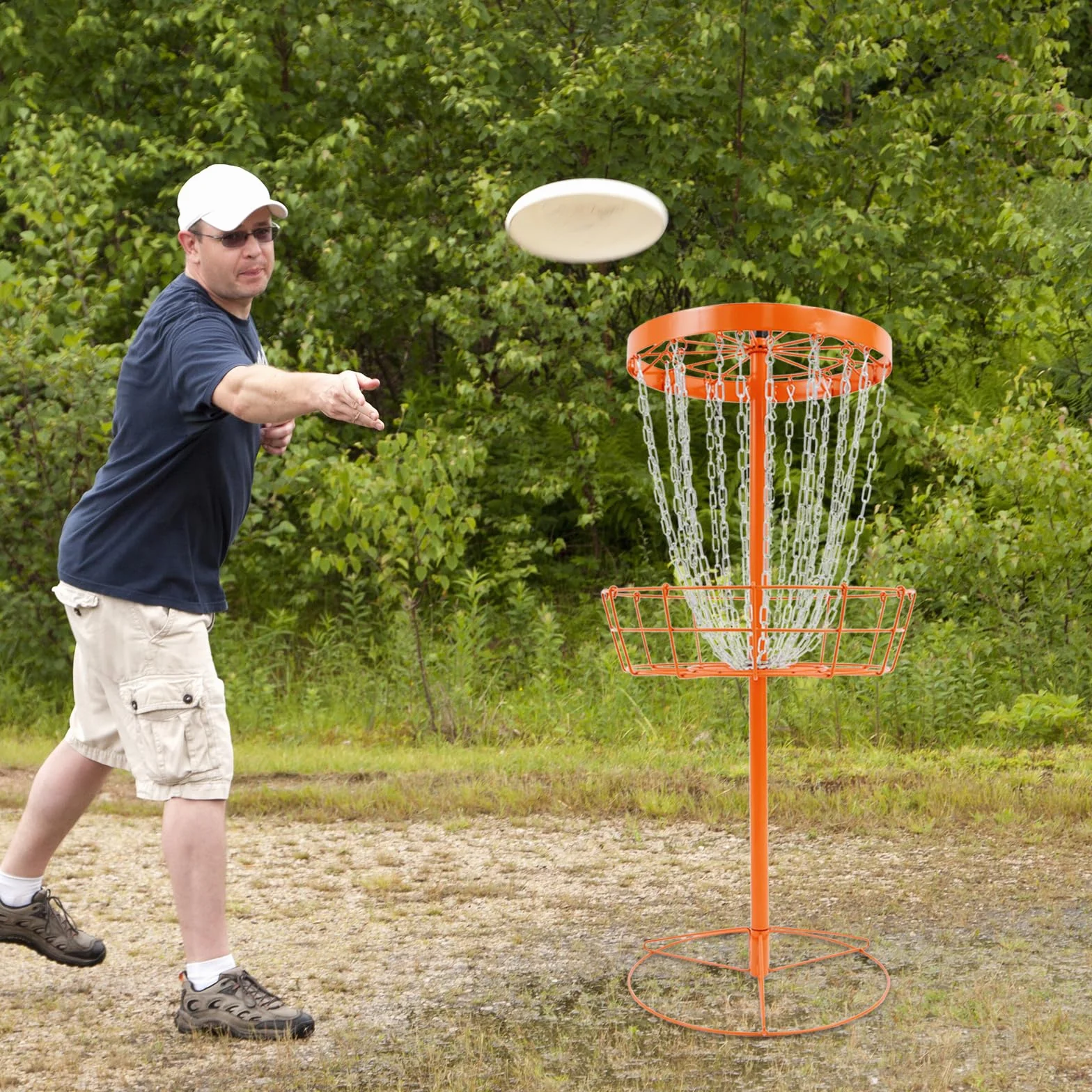 Cesta de disco de golf (24 canales, objetivo de golf de disco portátil, red de entrenamiento frisbee acero hierro, cesta práctica jardín parque camping fácil instalación exterior interior