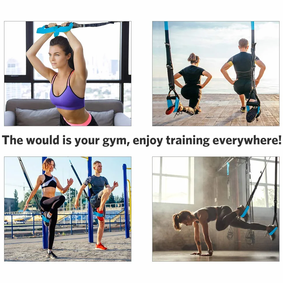 Dusgut Entrenamiento en Suspensión, Bandas Elásticas Fitness, Mejora la Flexibilidad y el Equilibrio, Adecuado para Entrenamiento Muscular, Entrenamiento Central, Ejercicio Aeróbico (Azul)