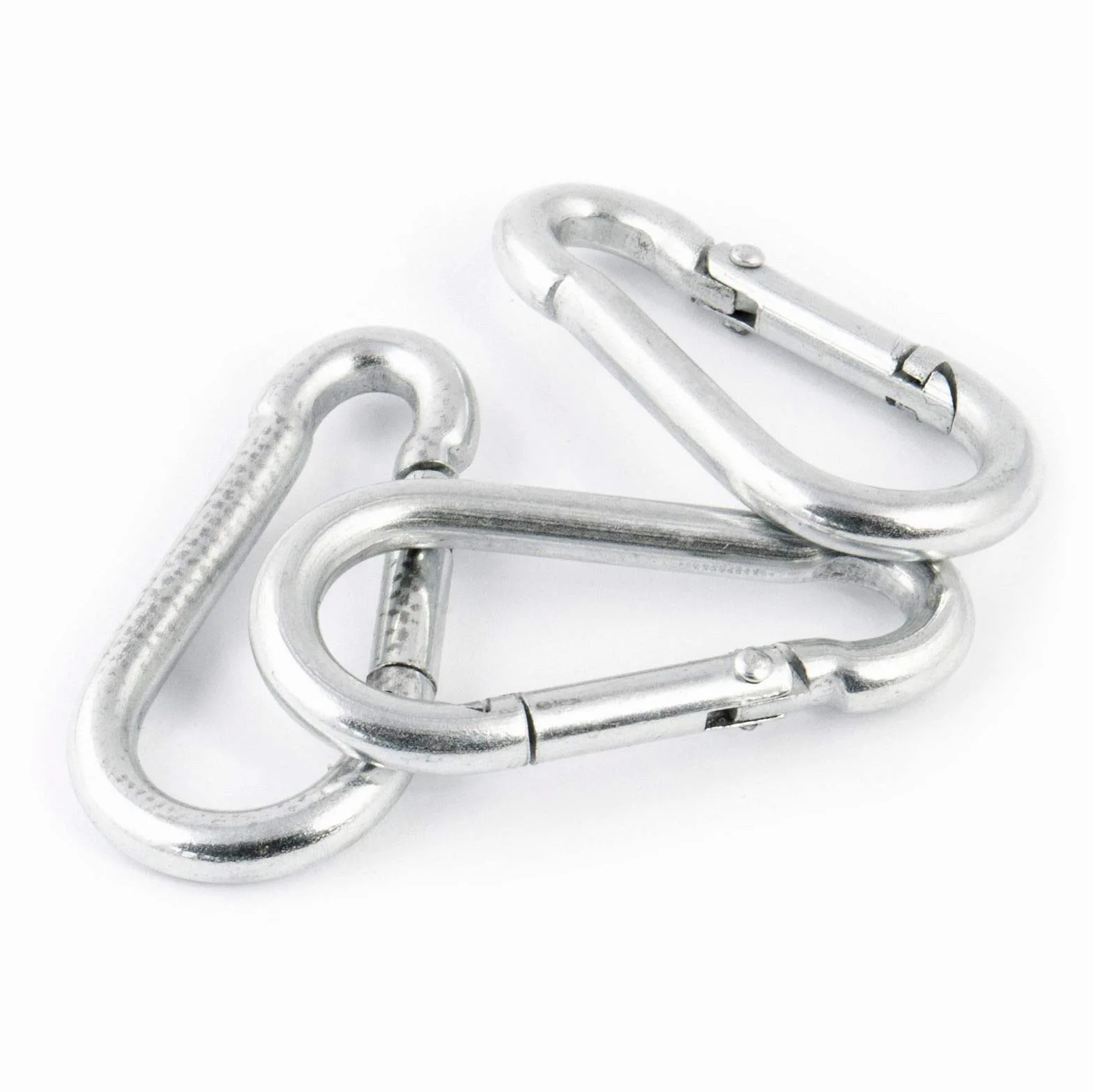100 piezas Mosquetón para bomberos 10mm | Acero C15, galvanizado según normas de calidad DIN 5299 C | Cierre con resorte con gancho Mosquetones en acero galvanizado Accesorios para cuerdas [DQ-PP]