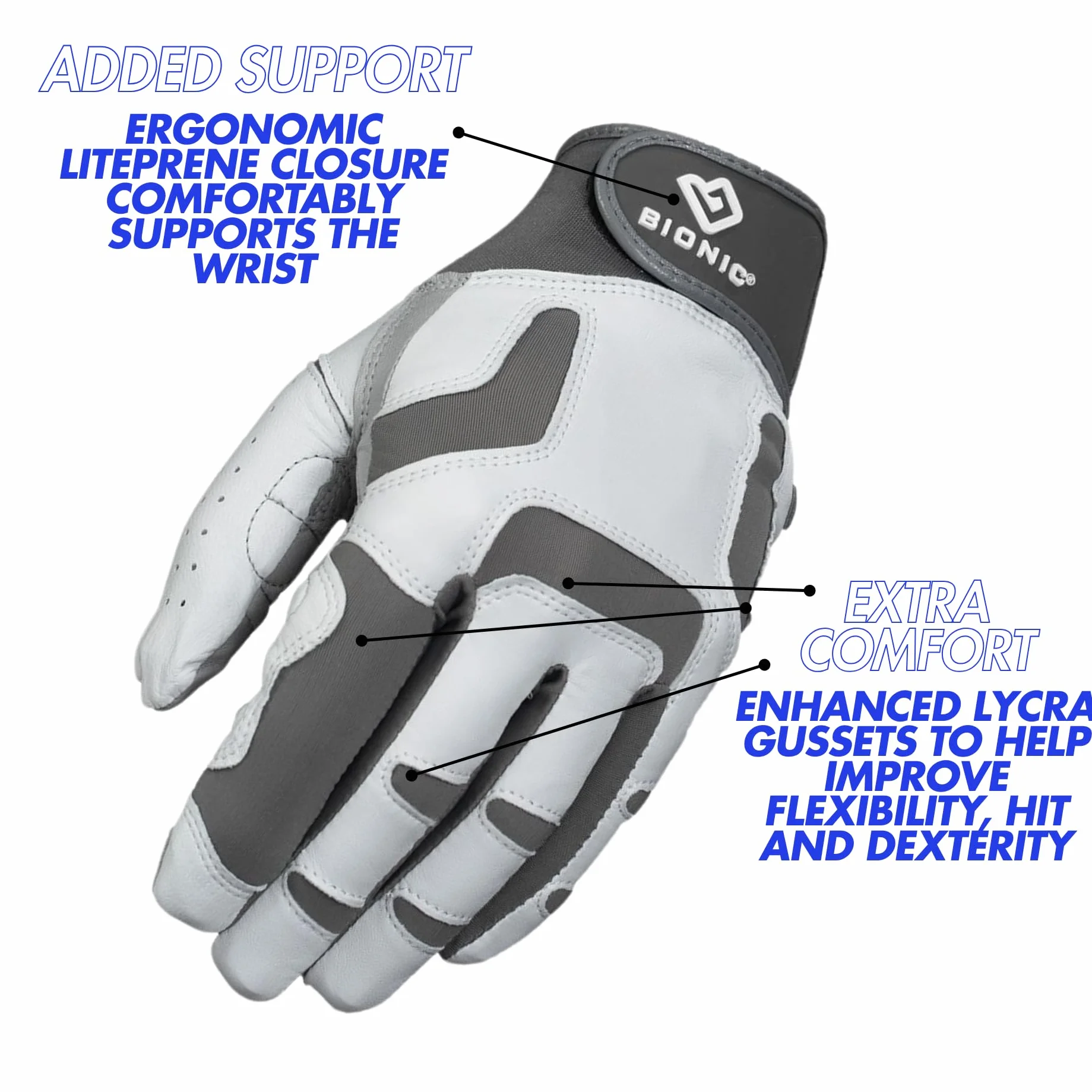 Guante de golf ReliefGrip 2.0 para hombre (plateado, grande, derecho)