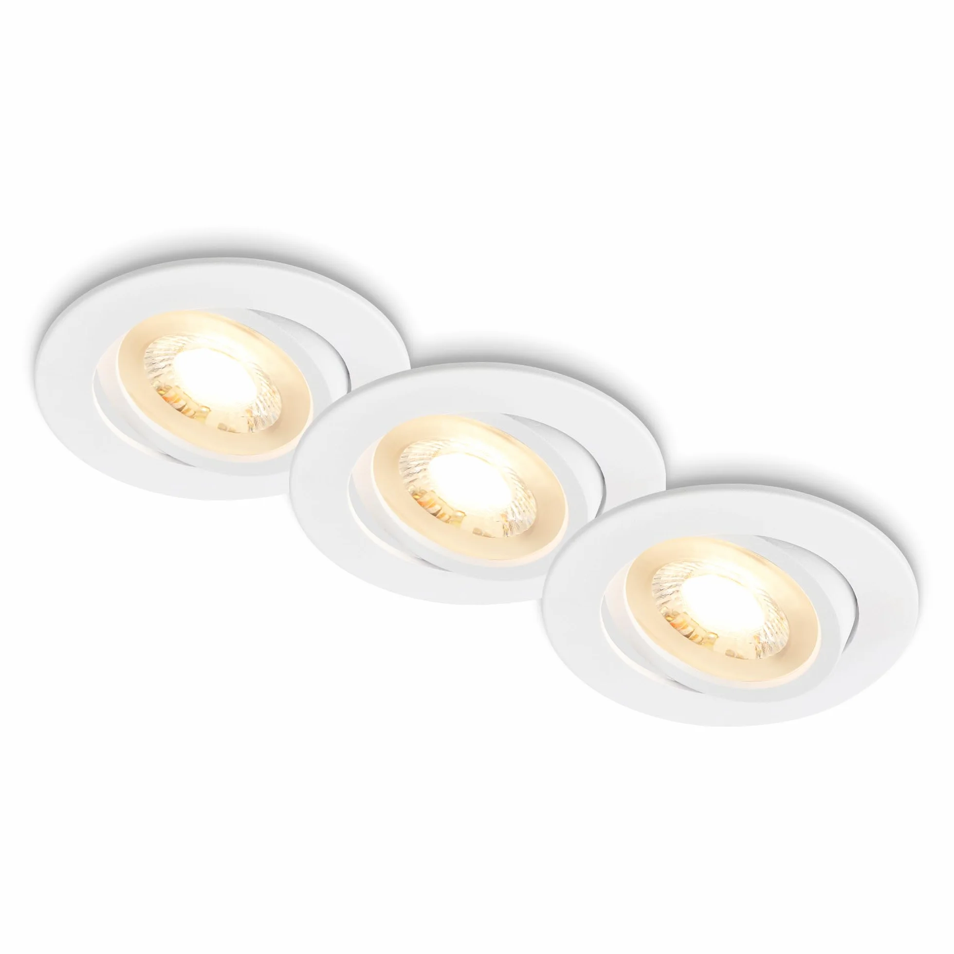 BRILONER Pack 3 Downlights LED techo empotrables planos 230V orientables luz blanca cálida 8x2,2 cm blanco