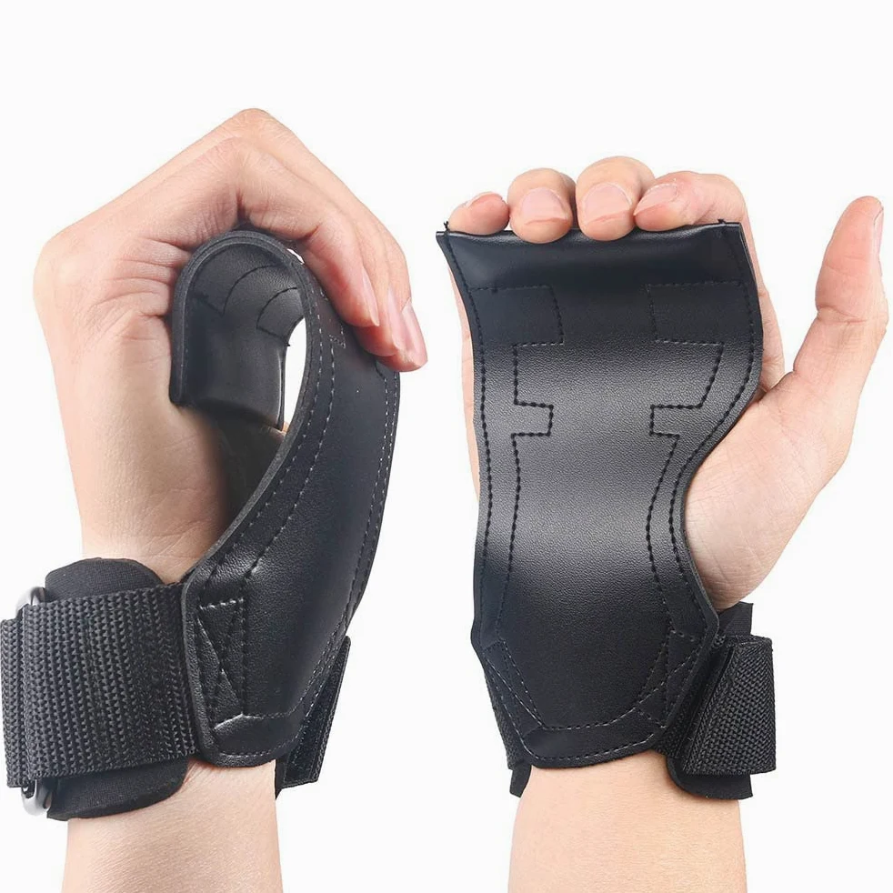 Guantes de gimnasio para levantamiento de pesas para hombre, empuñaduras de mano de Pvc, muñequeras de cuero de vaca para levantamiento de pesas, equipo de entrenamiento con mancuernas, 2 uds.