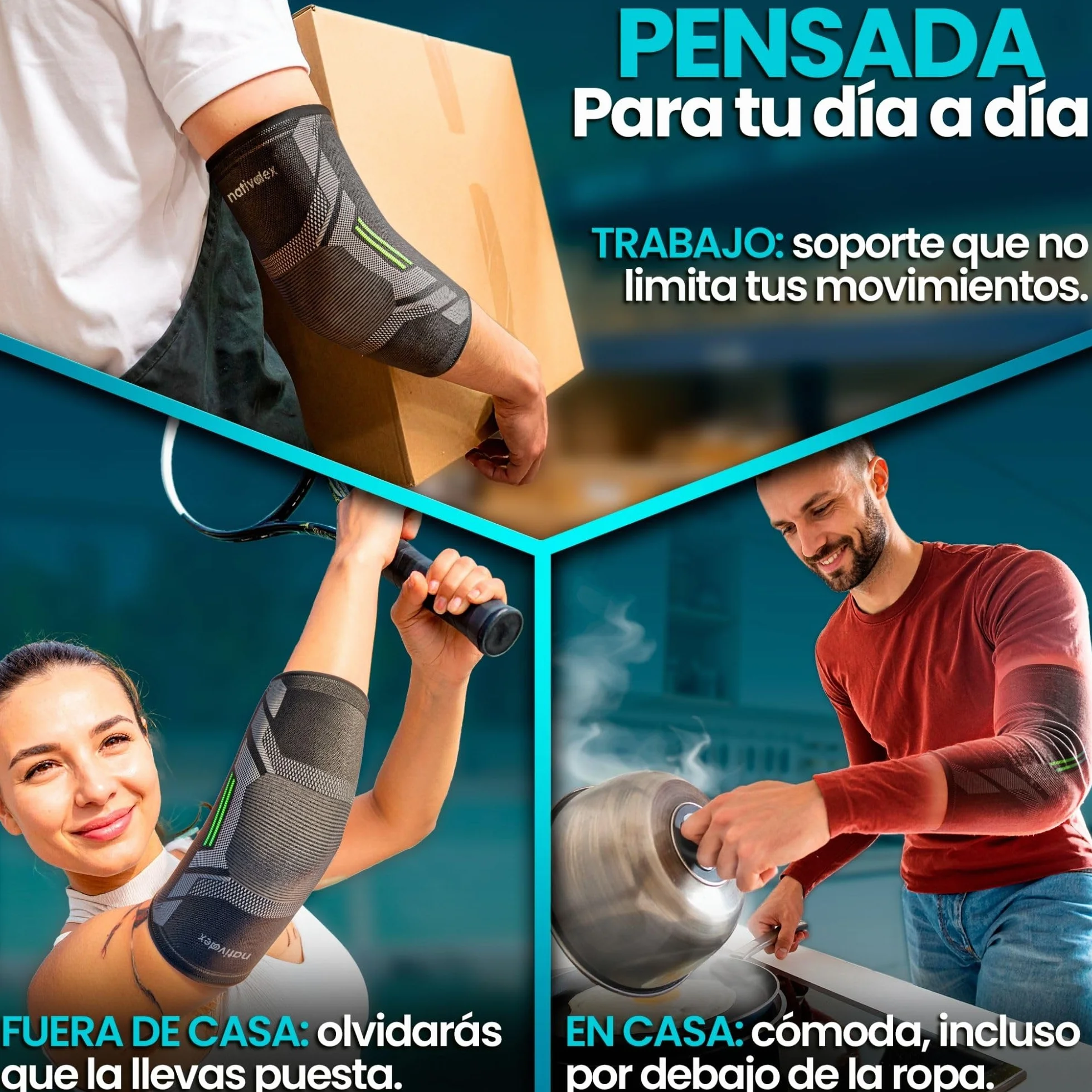 NativoDex Codera de Compresión para Epicondilitis y Tendinitis Manga Codo Tenista Golfista Soporte Articular