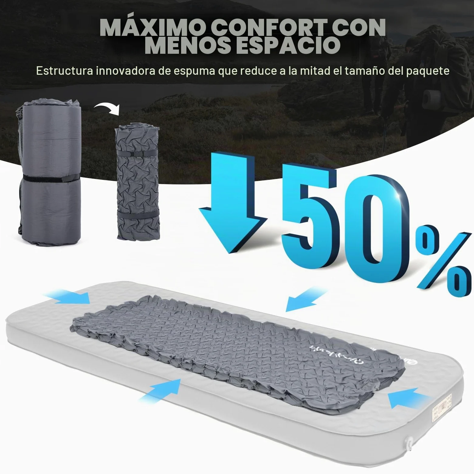 HIKENTURE Colchoneta autoinflable con bomba eléctrica, 10 cm de grosor, colchón de espuma para acampar, 9,5 R de valor