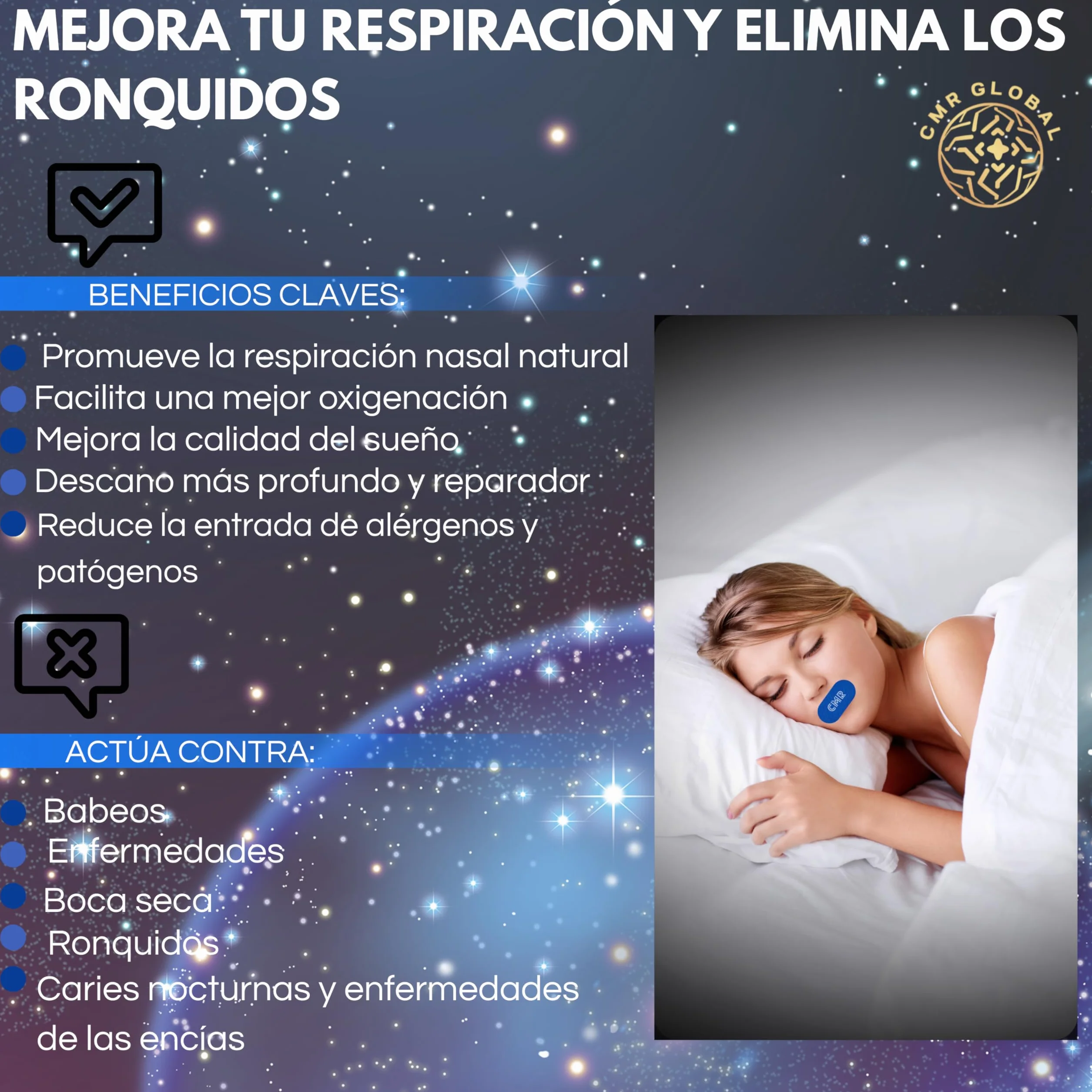 Mouth Tape Pack Premium para Dormir Antirronquidos 60 Tiras Bucales Cinta Mejora Respiración