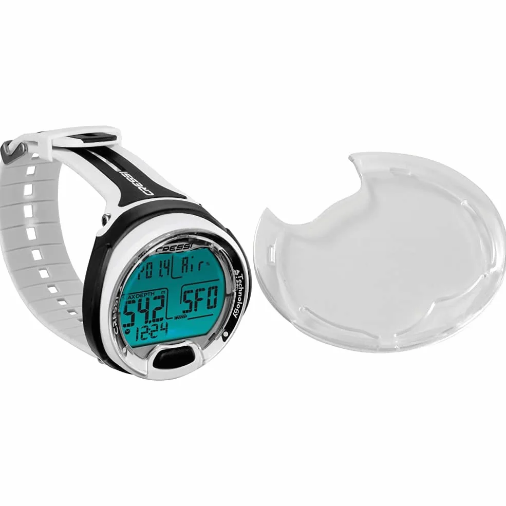 Cressi Leonardo Ordenador de Buceo, Adultos Unisex, Blanco/Negro, Talla única + Lente de Protección para Ordenador de Buceo Profesional