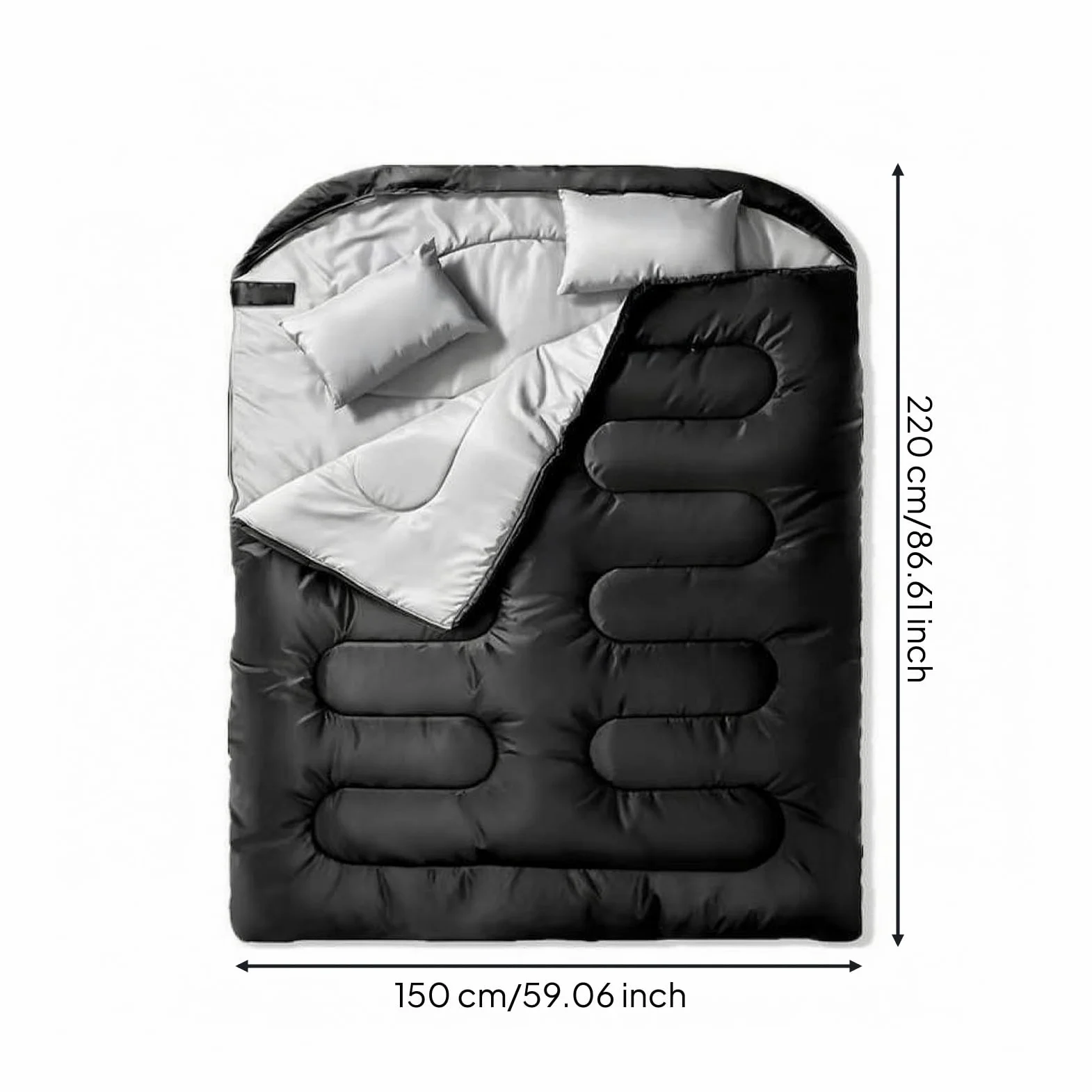 Saco Dormir Doble Amplio Saco Dormir con Capucha Extralargo para Camping, Senrismo