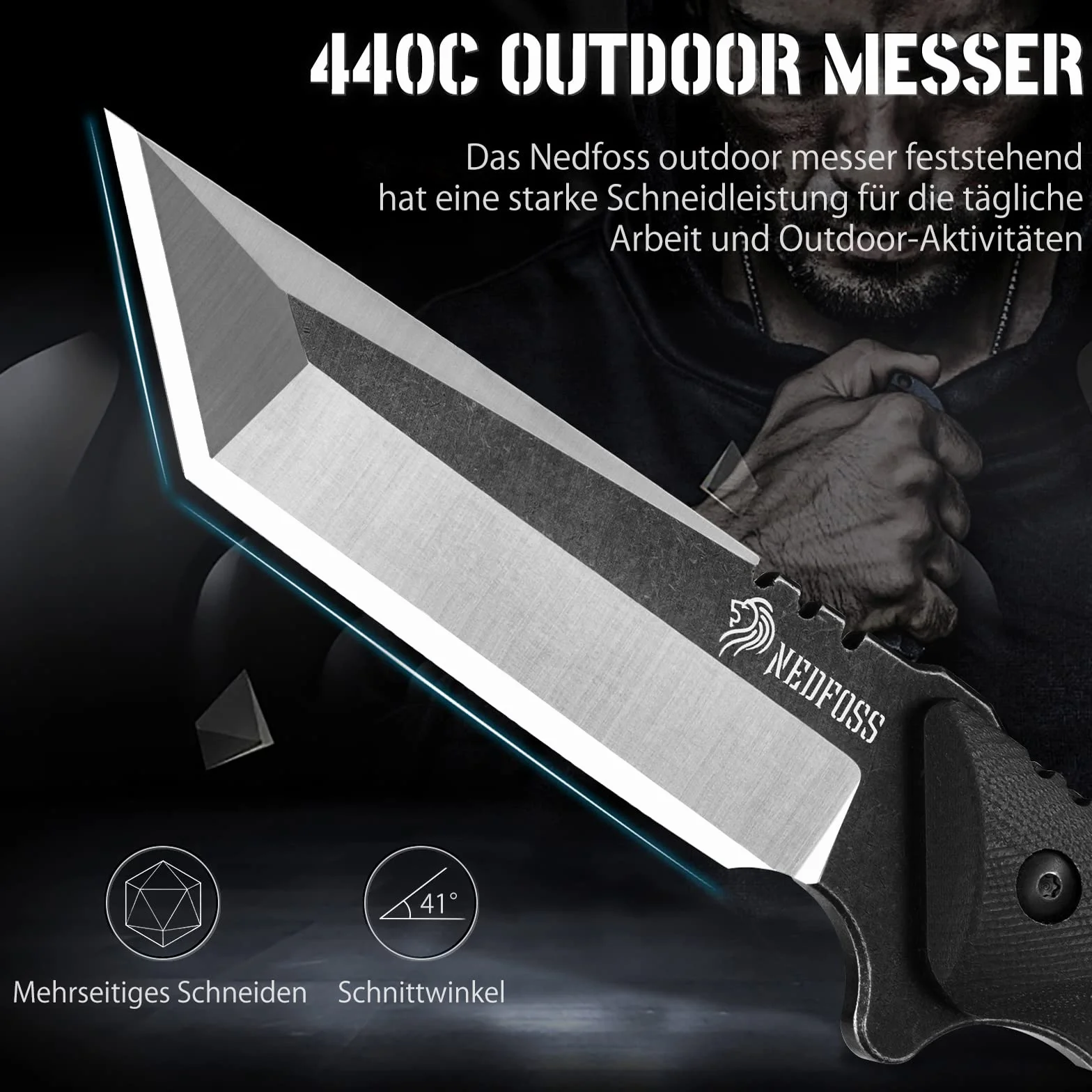 NedFoss DRAGON cuchillo supervivencia bushcraft hoja fija full tang acampada